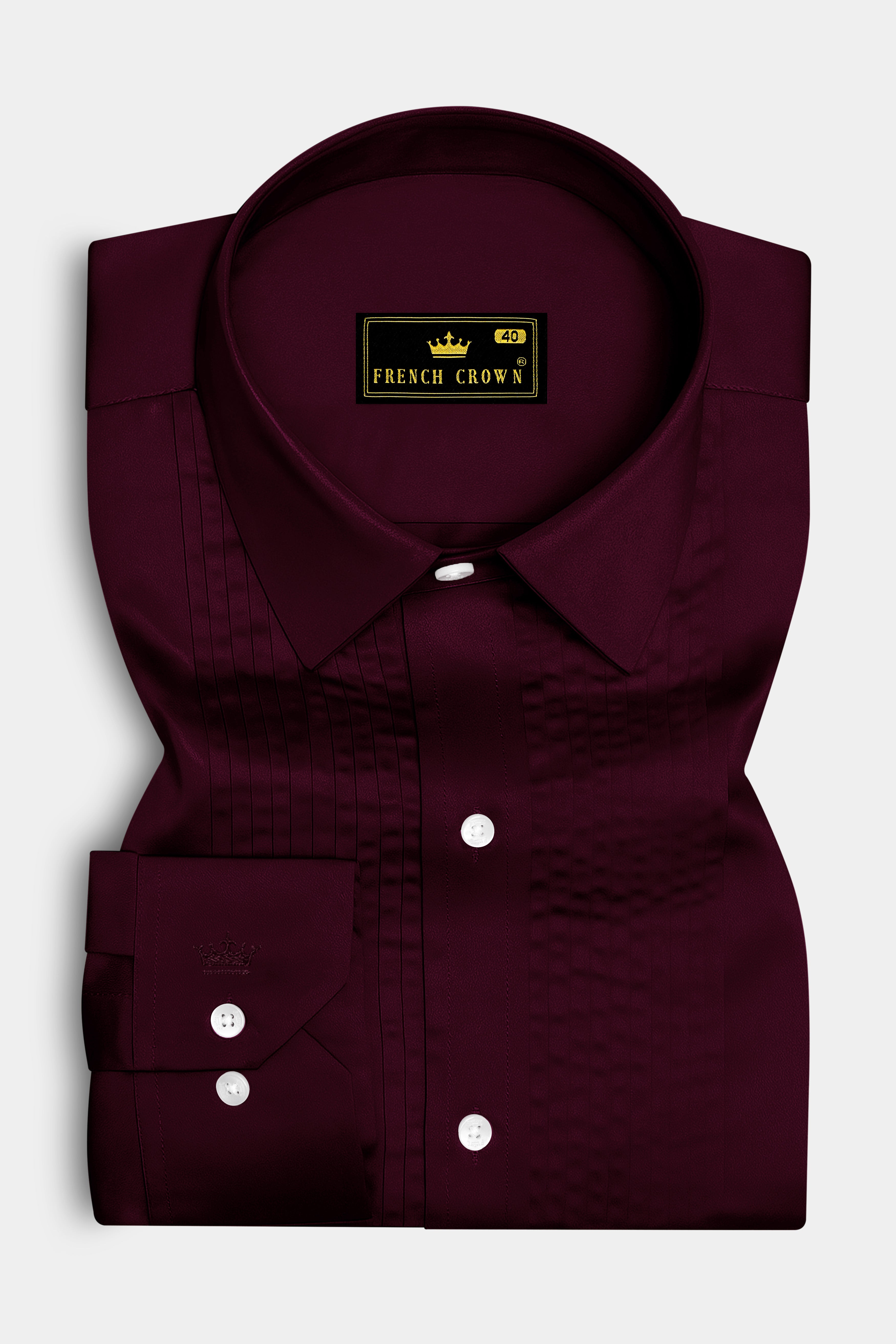 Lustravo-Tamarind Maroon Subtle Sheen Super Soft Premium Cotton Tuxedo Shirt