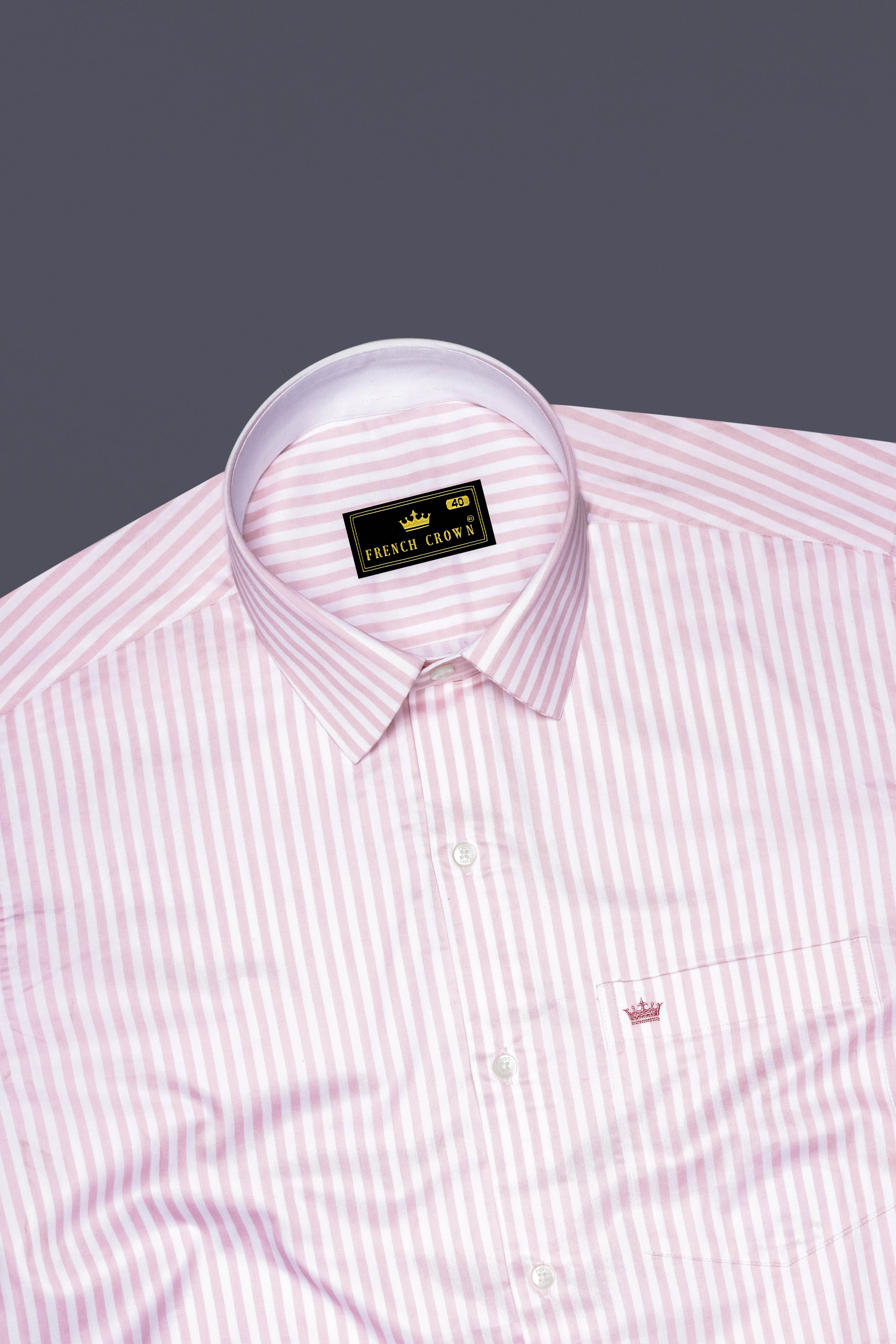 Strivaro-Oriental Pink And Bright White Candy Striped Super Soft Premium Cotton Dress Shirt