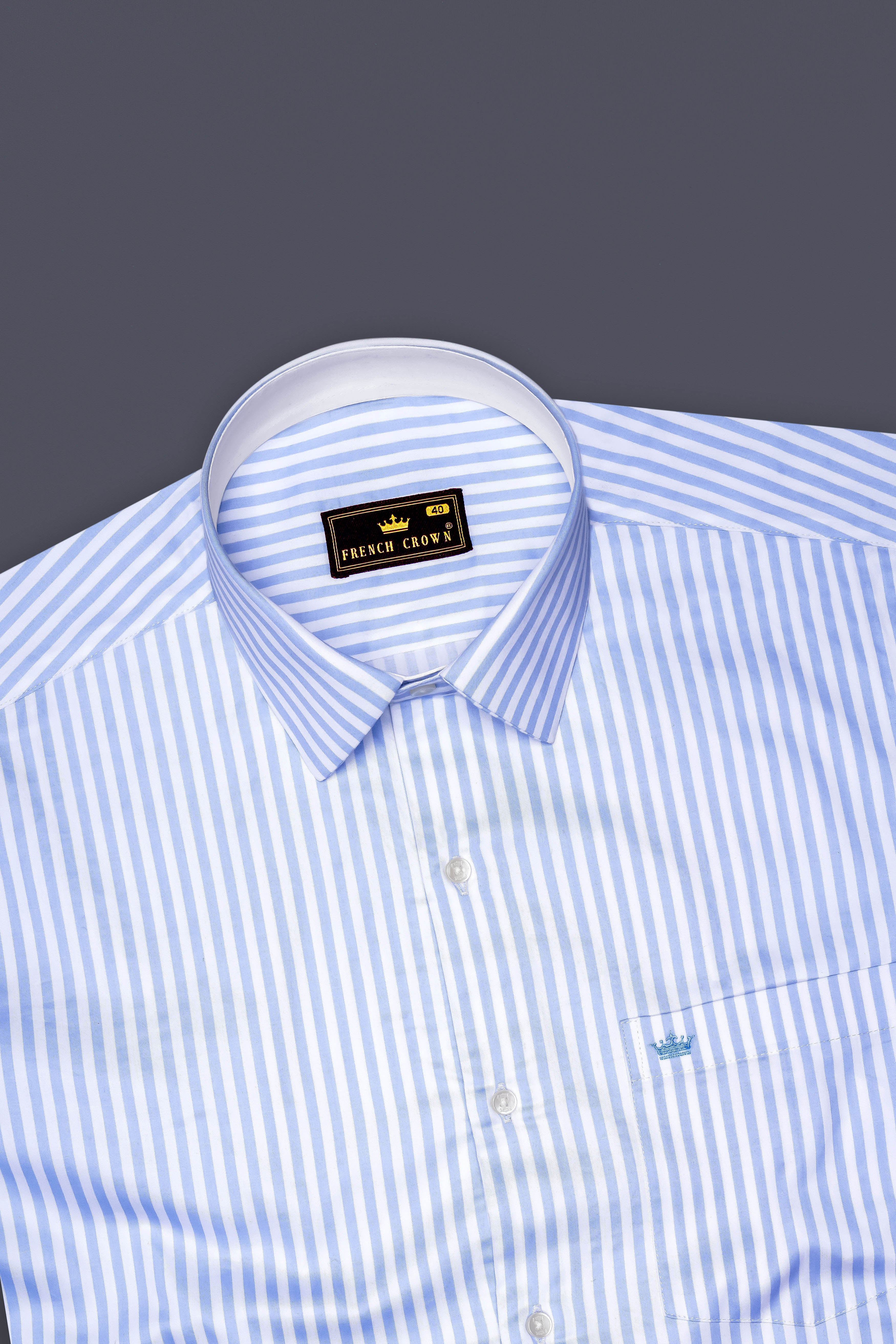 Ceruloro-Glacier Blue And Bright White Candy Striped Super Soft Premium Cotton Dress Shirt