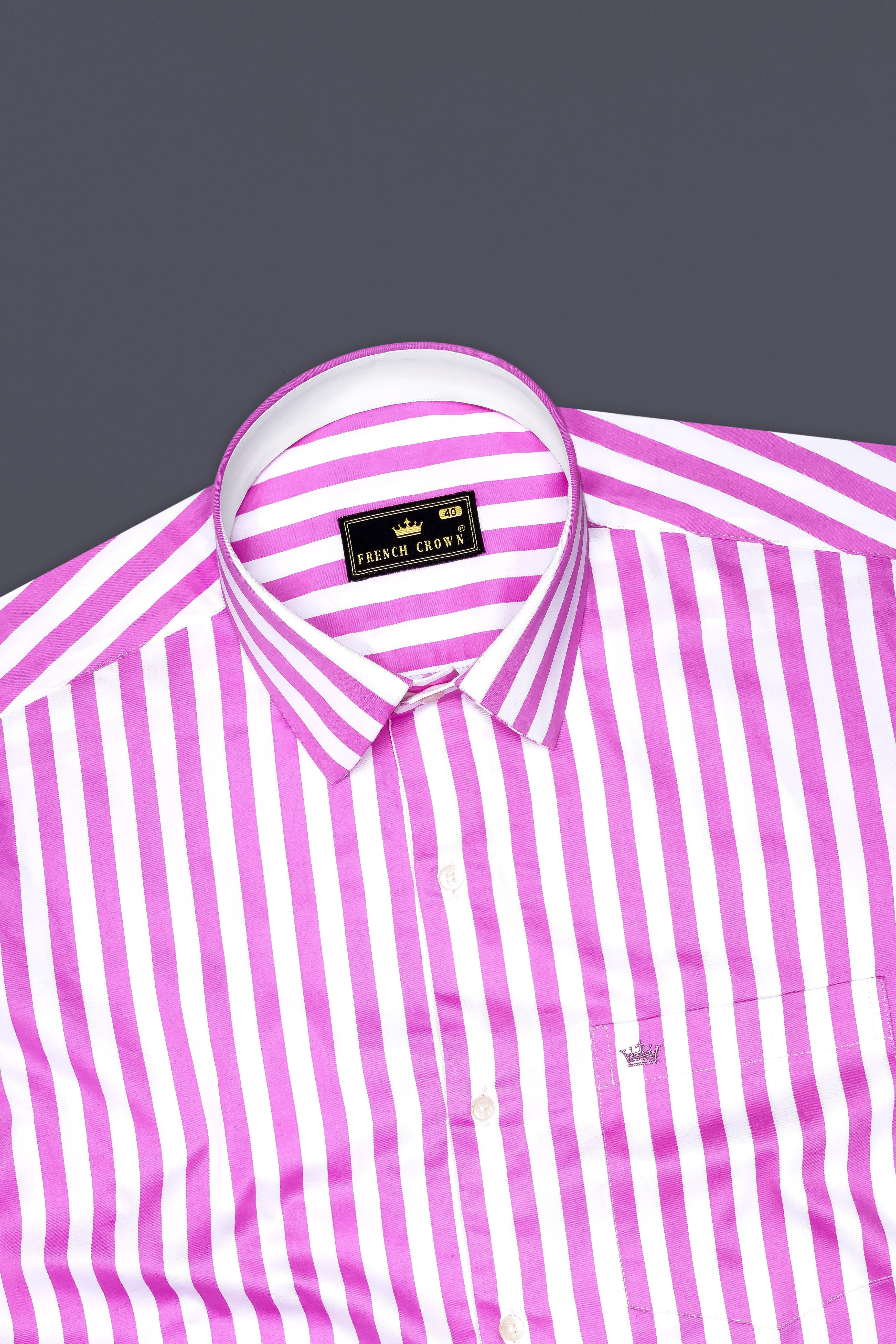 Aureline-Orchid Purple And Bright White Awning Striped Super Soft Premium Cotton Dress Shirt