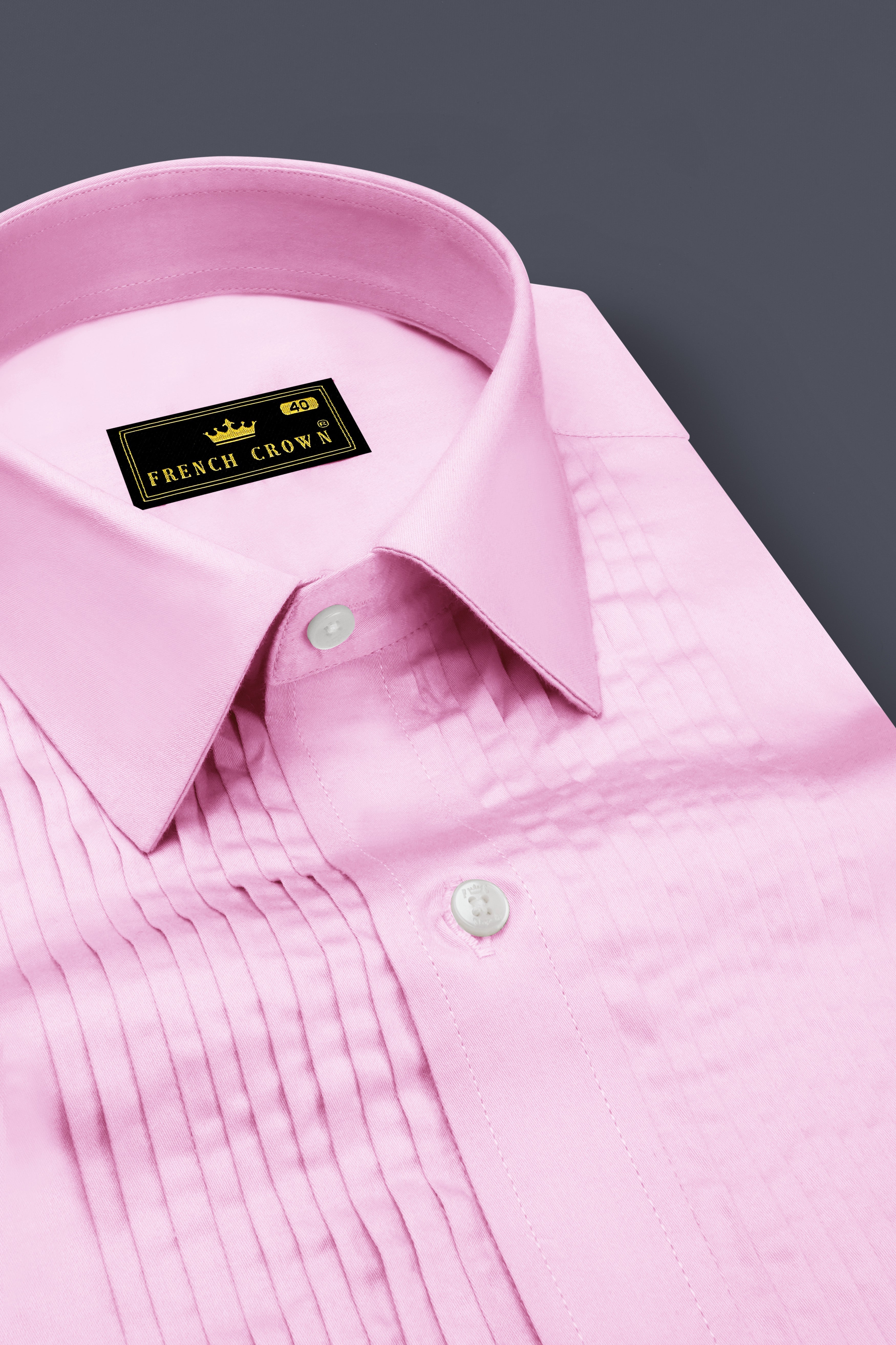 Rosevo-Pastel Pink Subtle Sheen Super Soft Premium Cotton Tuxedo Shirt