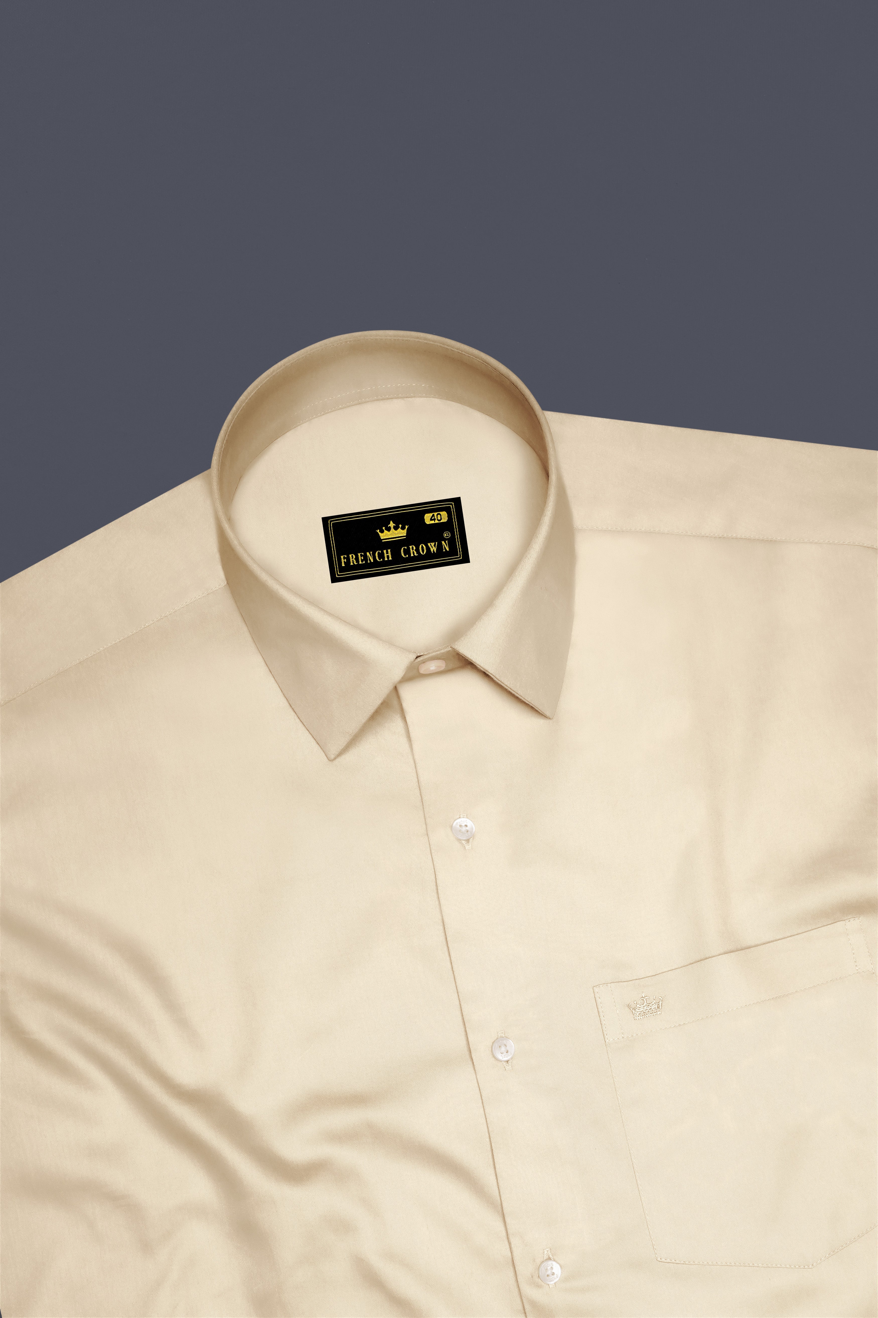 Vanoro-Almond Cream Subtle Sheen Super Soft Premium Cotton Dress Shirt