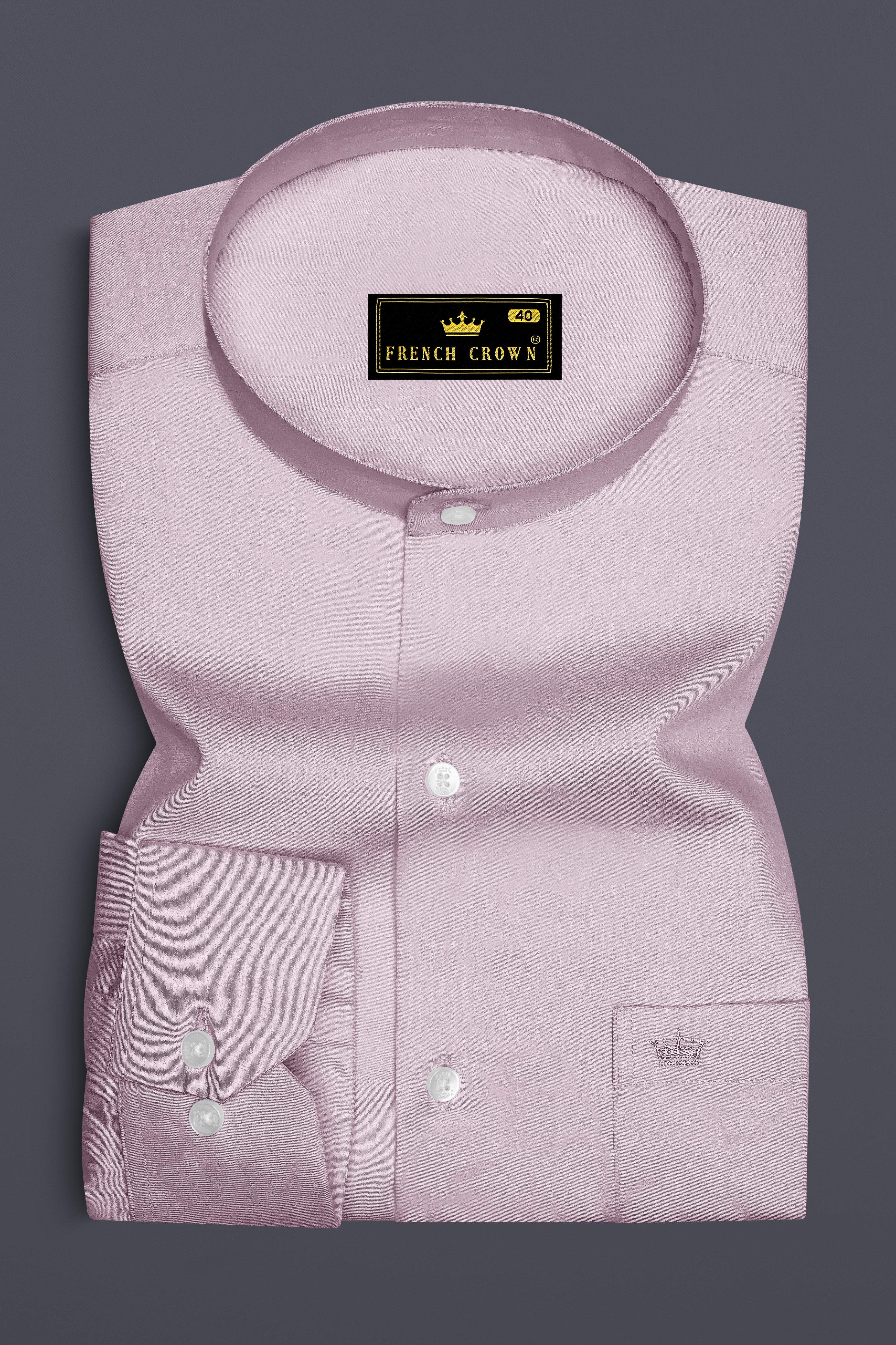 Coutaro-Plum Pink Subtle Sheen Super Soft Premium Cotton Mandarin Dress Shirt