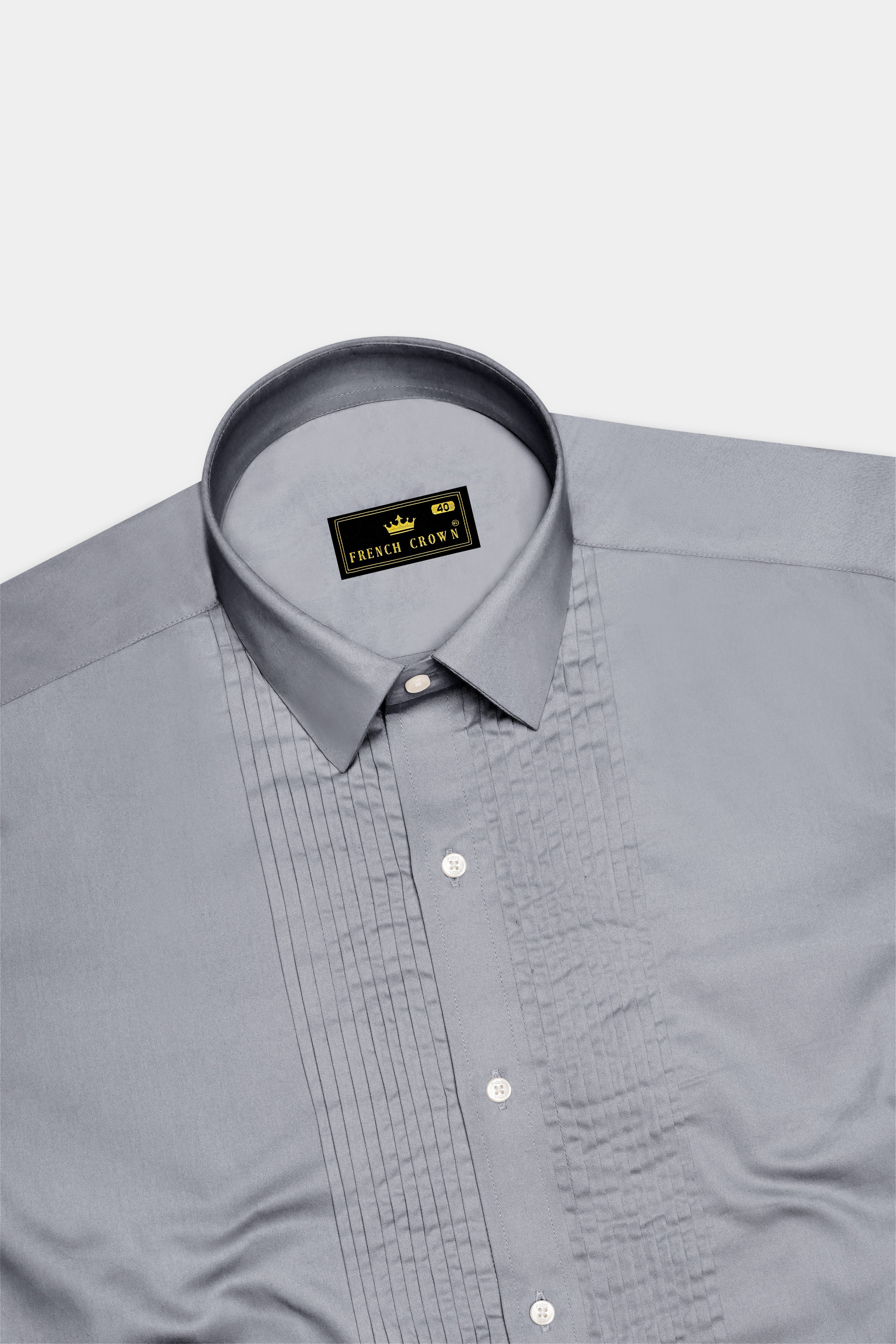 Grisoro-Slate Gray Subtle Sheen Super Soft Premium Cotton Tuxedo Dress Shirt