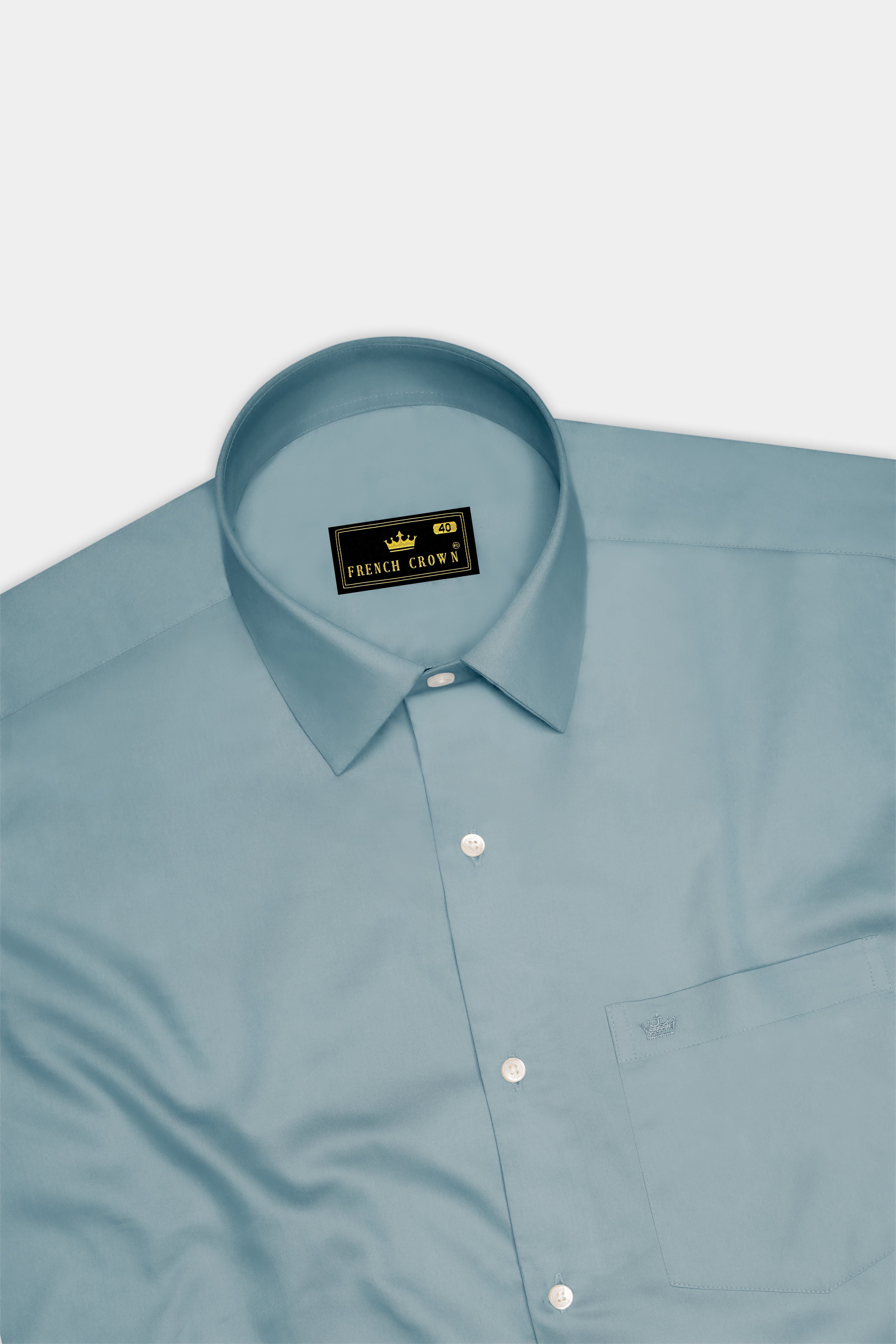 Lustraro-Cadet Green Subtle Sheen Super Soft Premium Cotton Dress Shirt