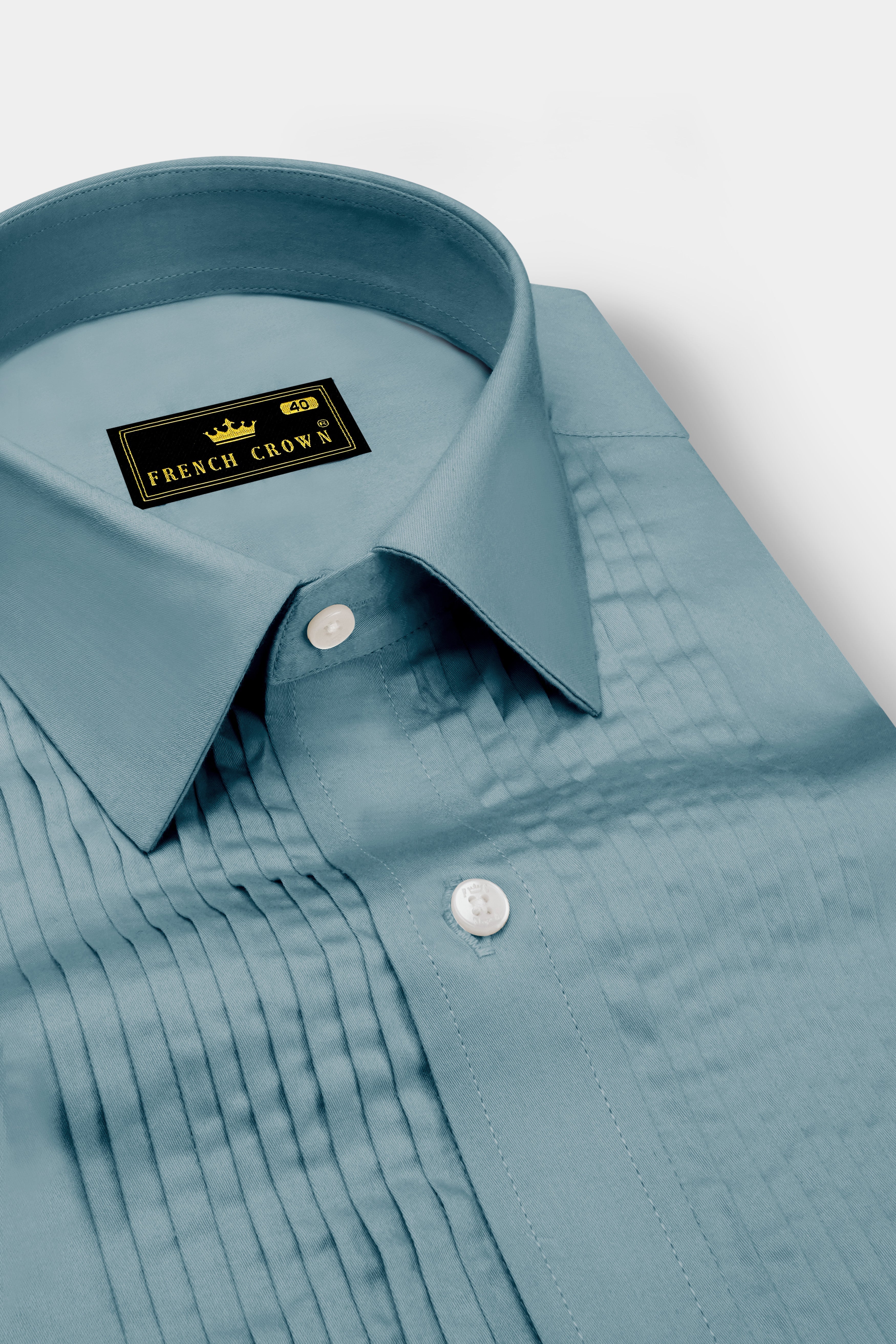 Lustraro-Cadet Green Subtle Sheen Super Soft Premium Cotton Tuxedo Dress Shirt