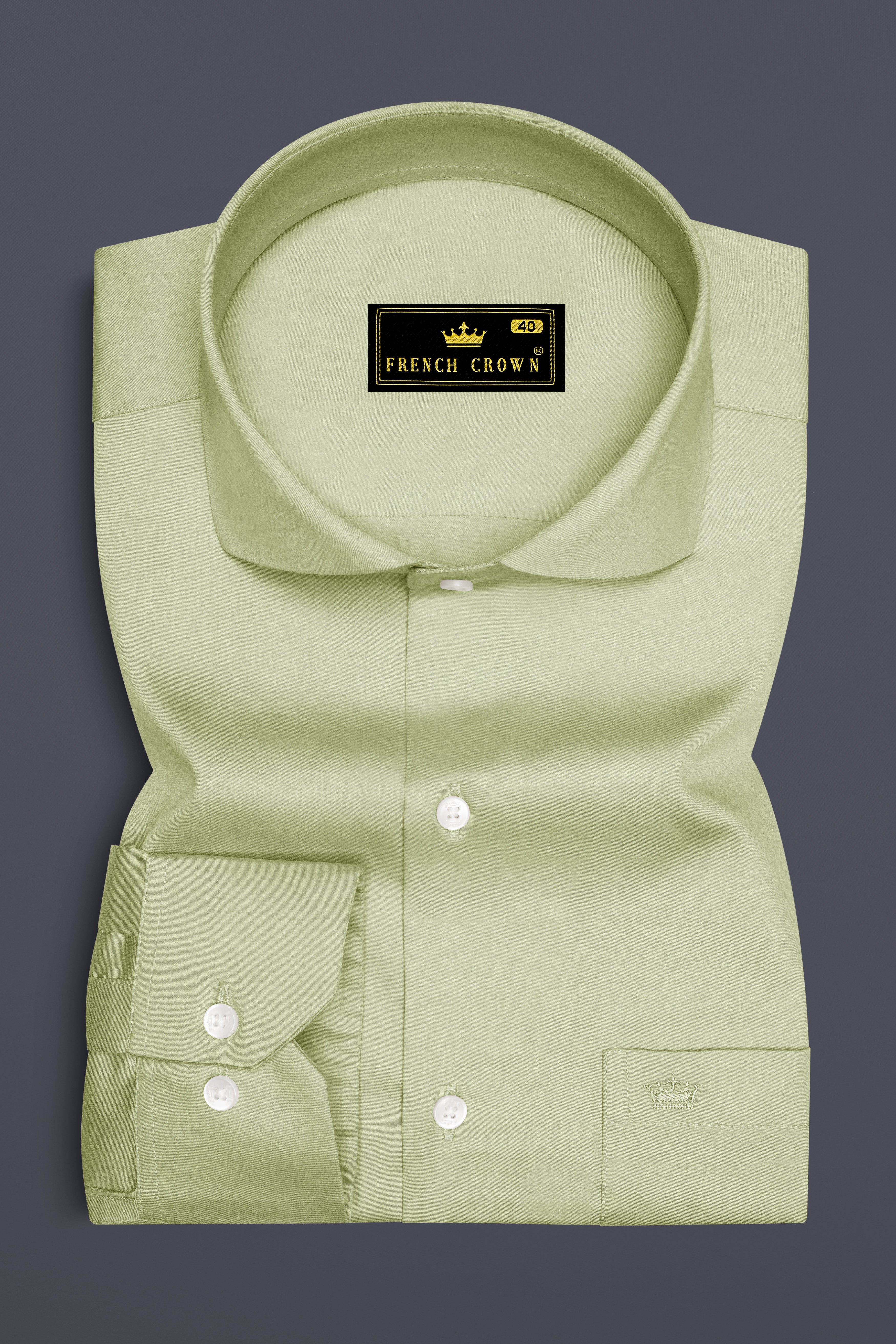 Florvoro-Thistle Green Subtle Sheen Super Soft Premium Cotton Cut Away Collar Dress Shirt