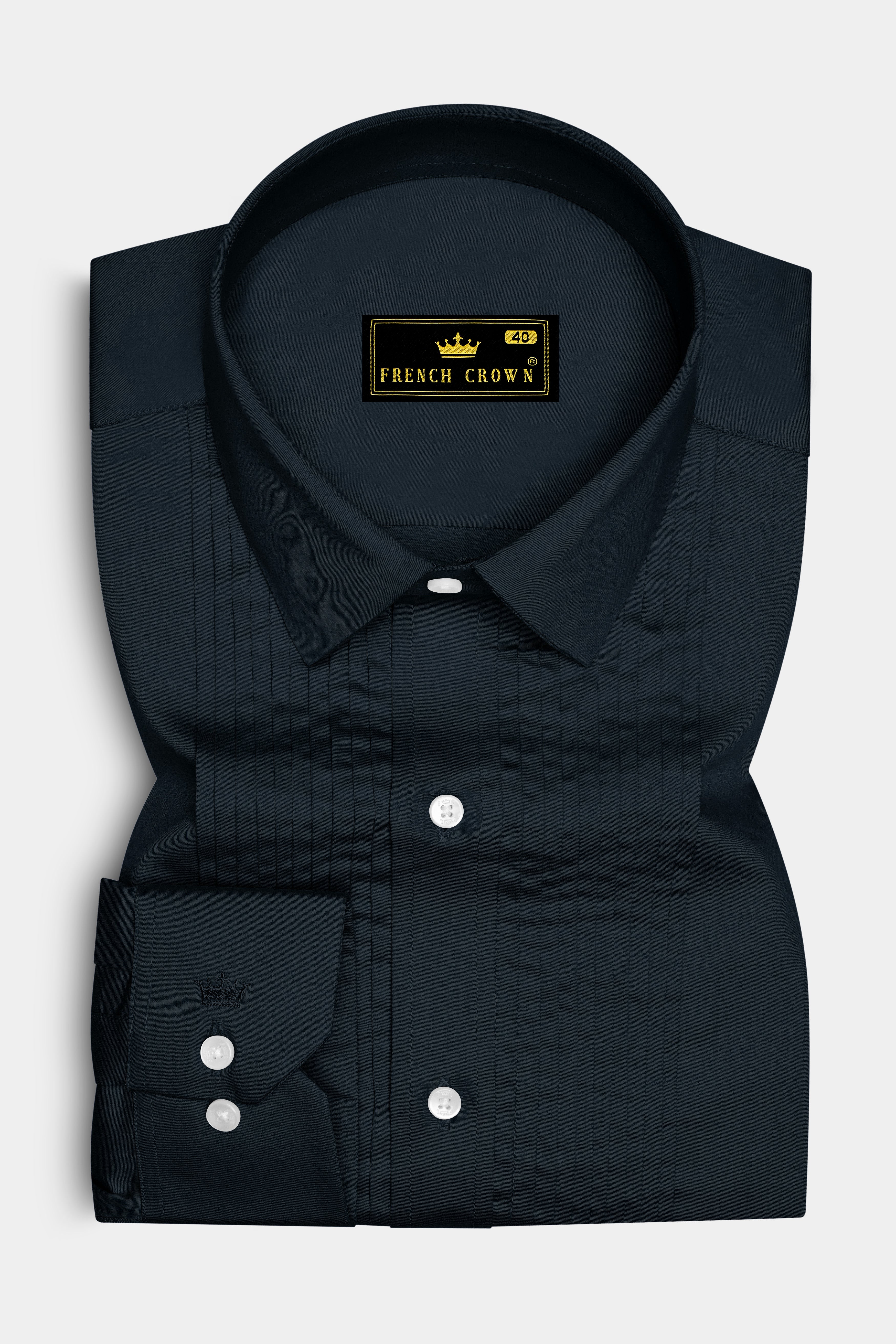 Palzen-Arsenic Gray Subtle Sheen Super Soft Premium Cotton Tuxedo Dress Shirt