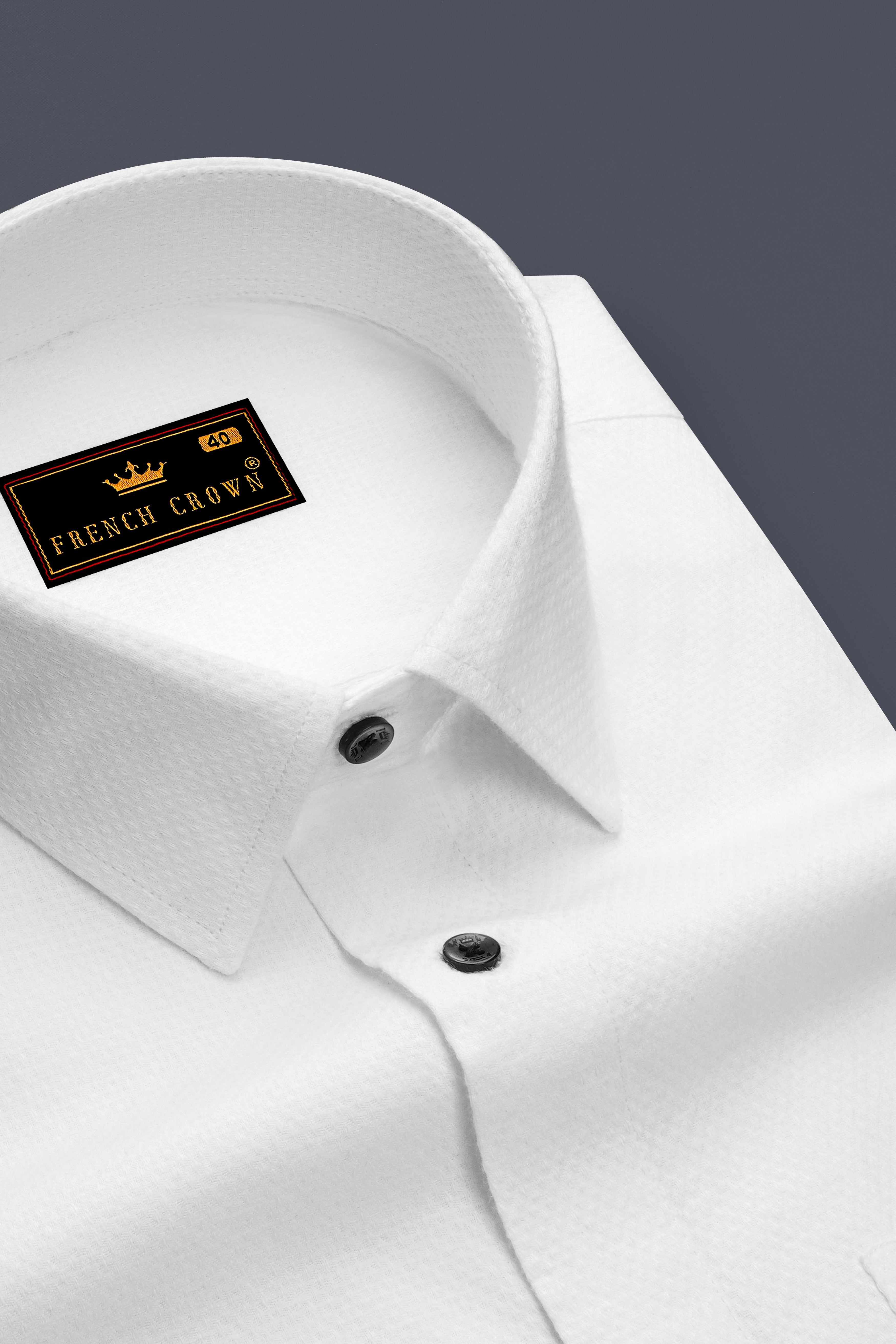Alboro-Bright White Dobby Textured Premium Giza Cotton Dress Shirt