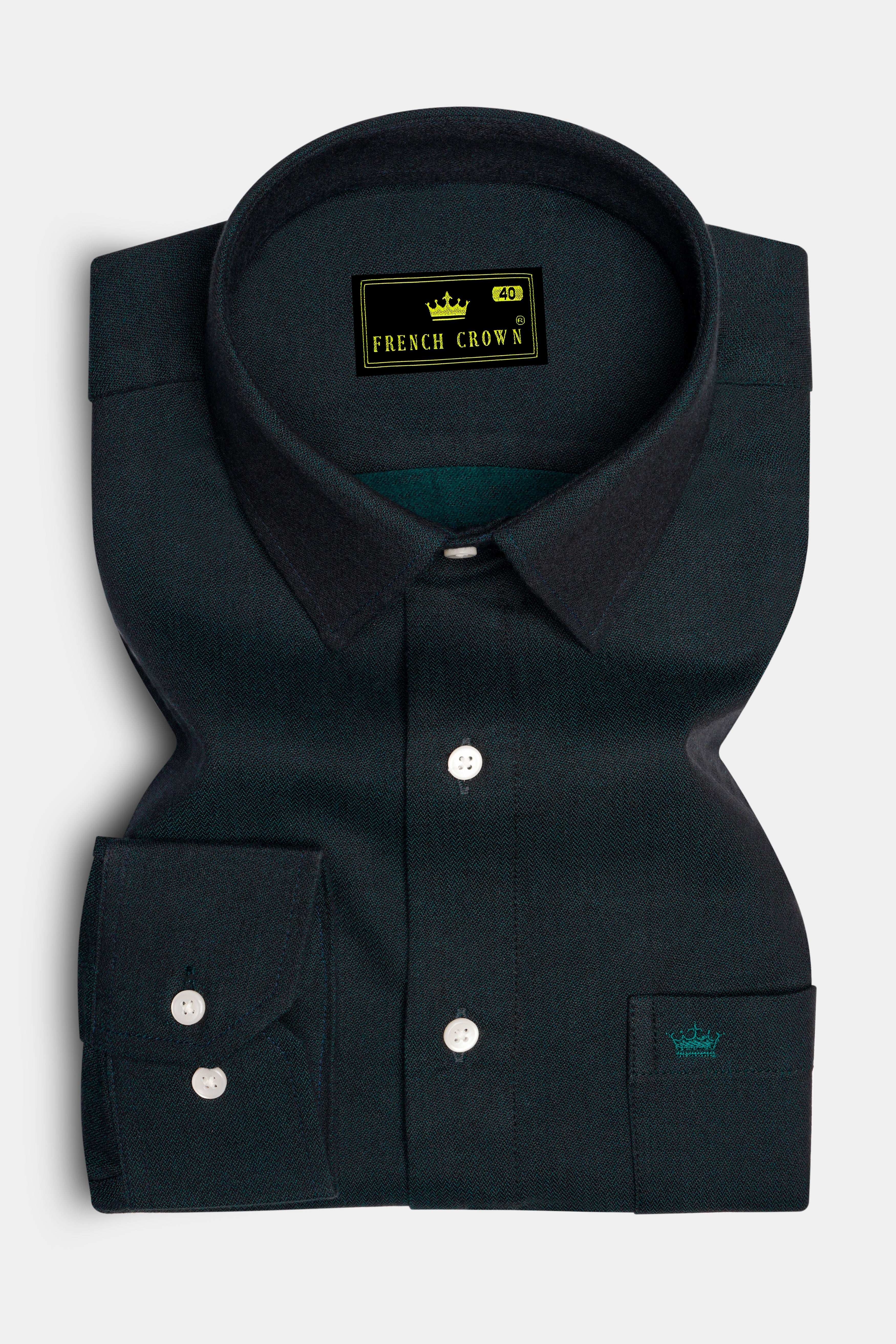 Verdoro-Racing Green Dobby Textured Premium Giza Cotton Dress Shirt