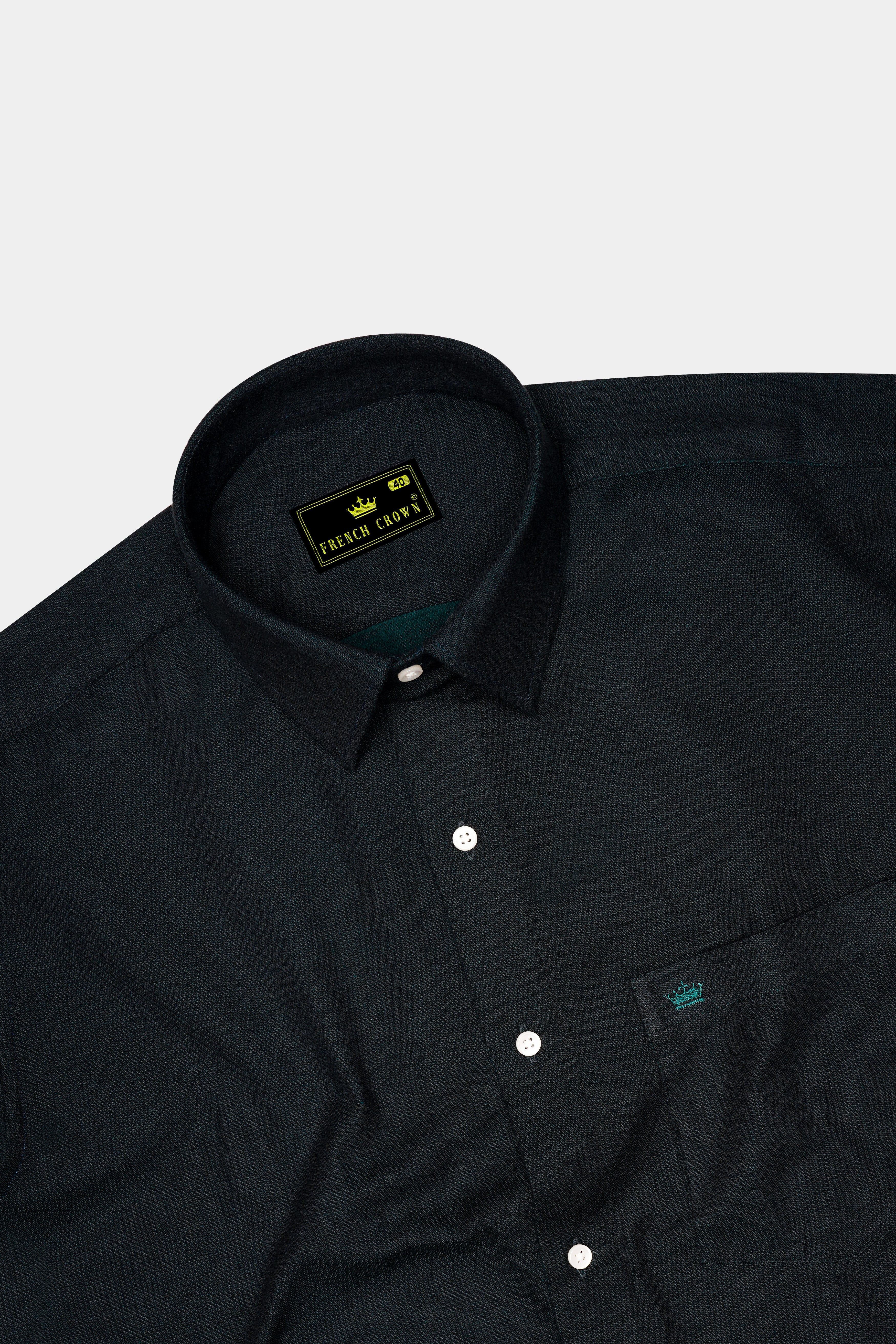 Verdoro-Racing Green Dobby Textured Premium Giza Cotton Dress Shirt