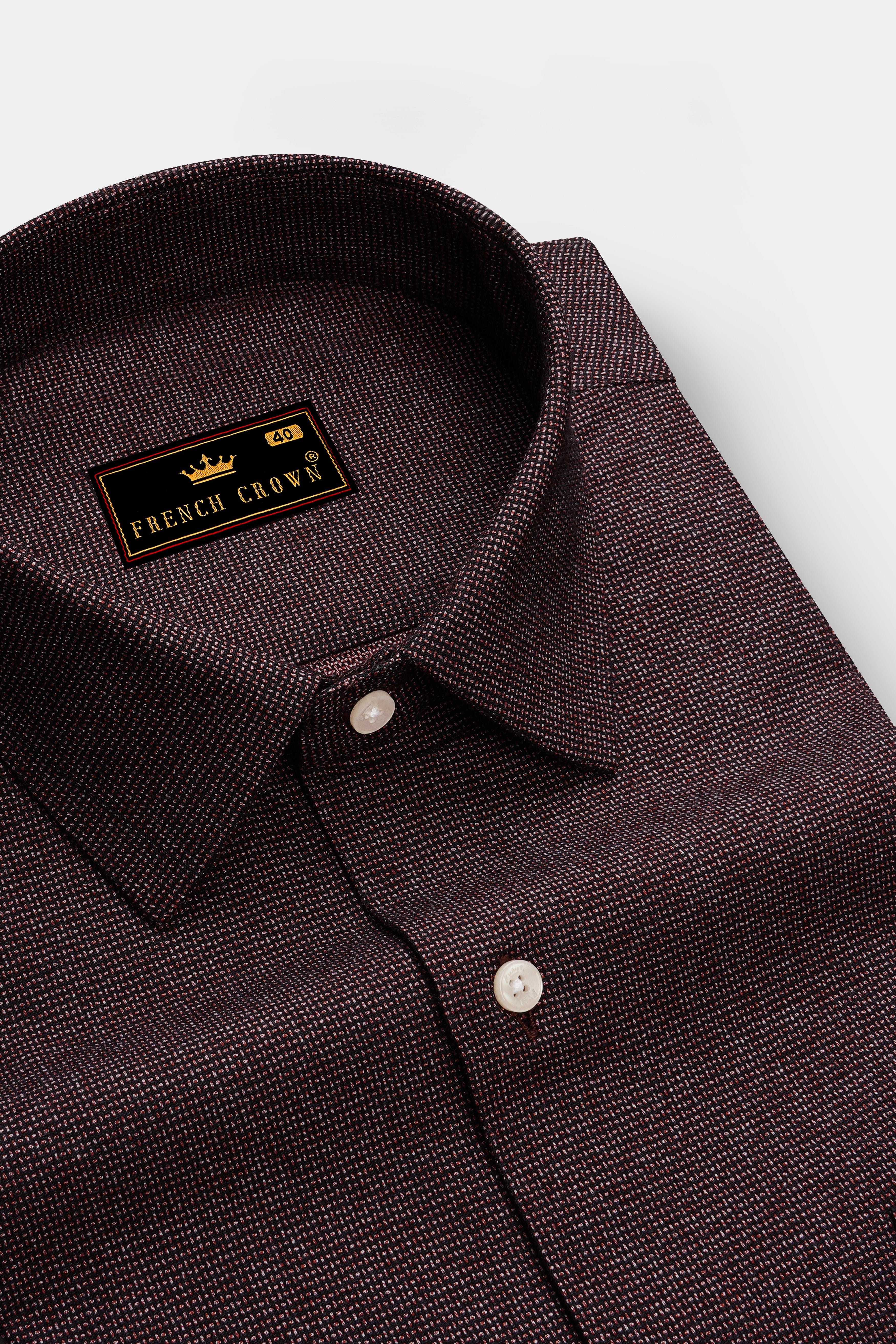 Terraro-Cocoa Brown Dobby Textured Premium Giza Cotton Semi Formal Shirt