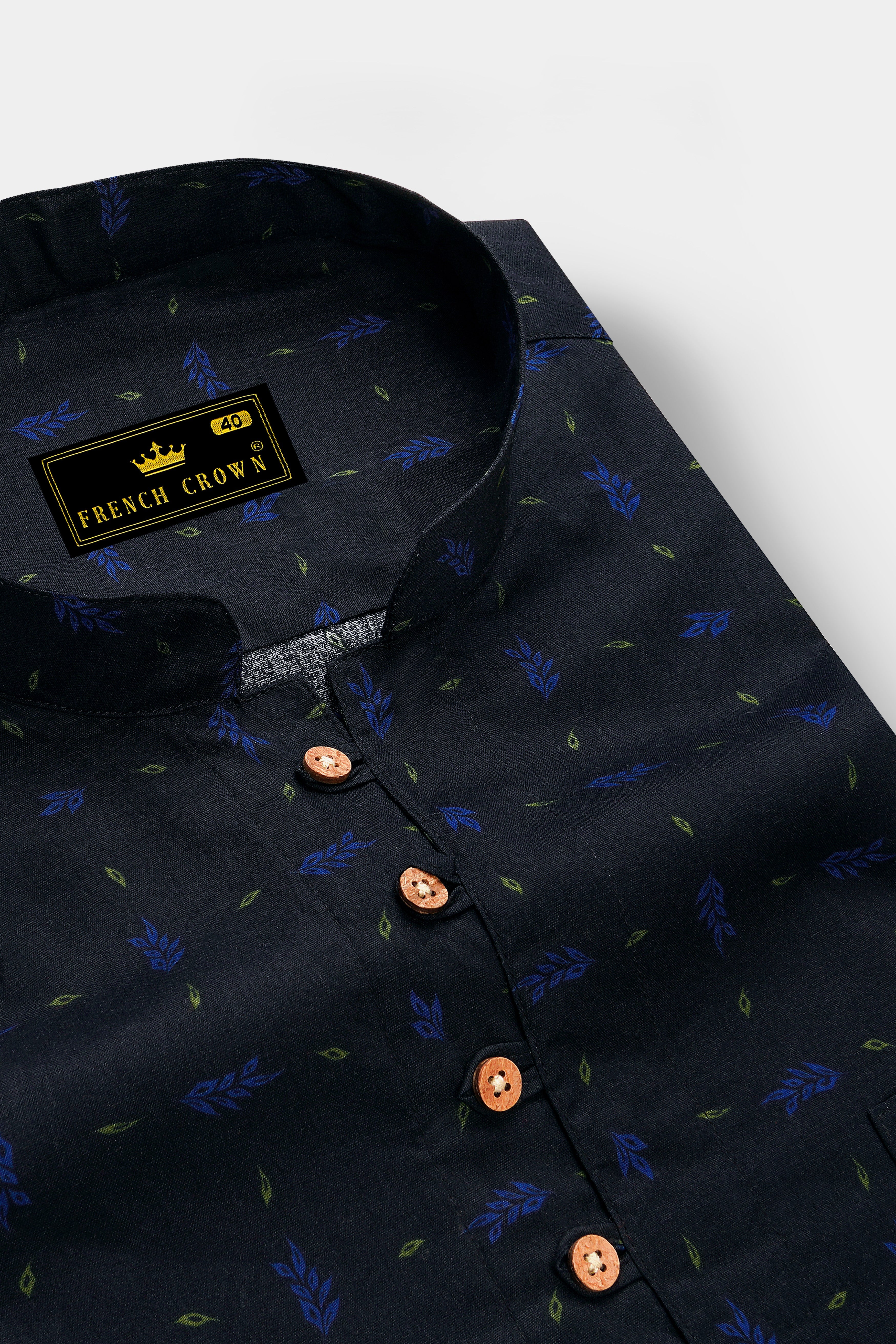 Azurox-Shark Blue Printed Super Soft Premium Cotton Casual Kurta Shirt