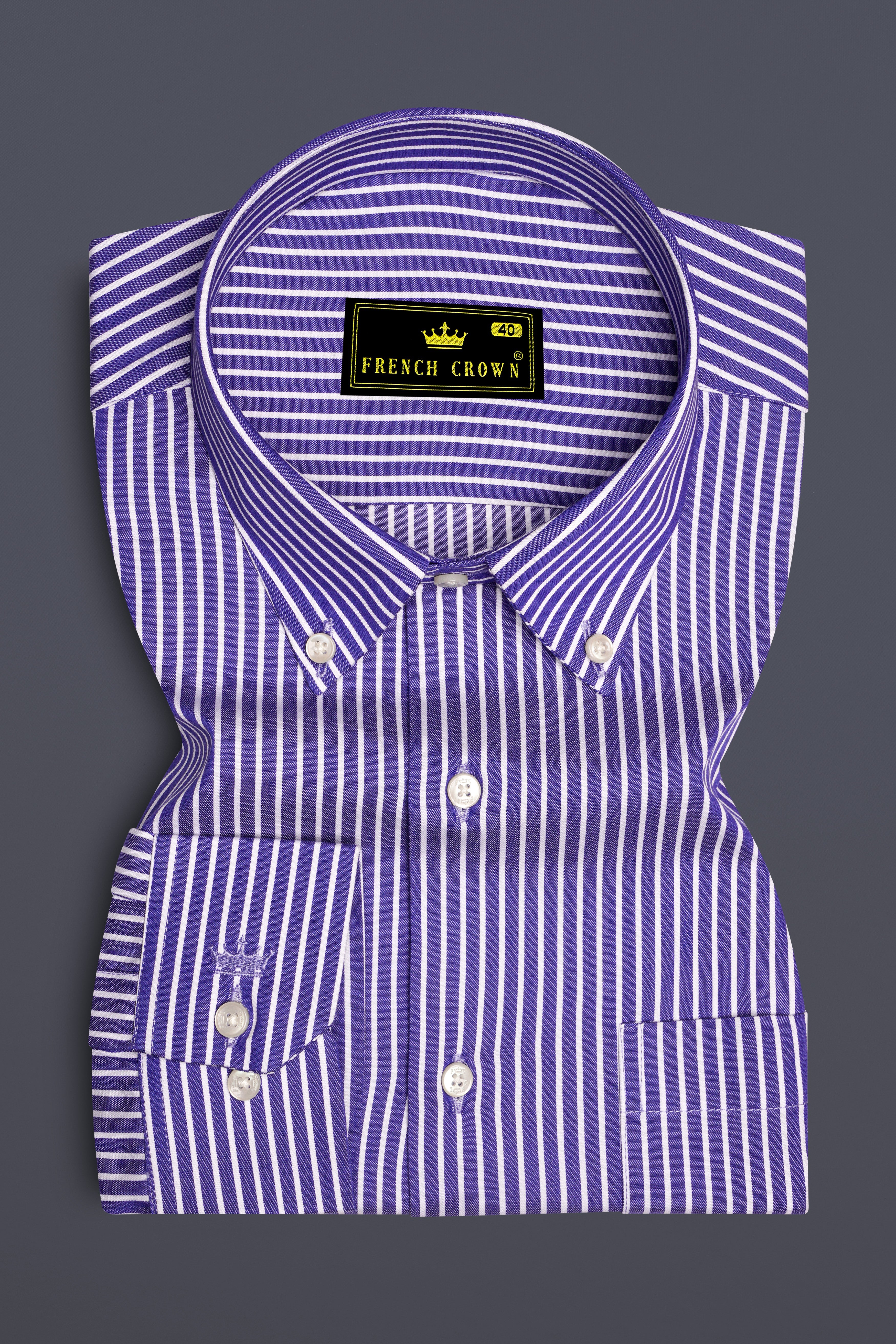 Violoro-Jacarta Purple And Bright White striped Super Soft Premium Cotton Dress Shirt