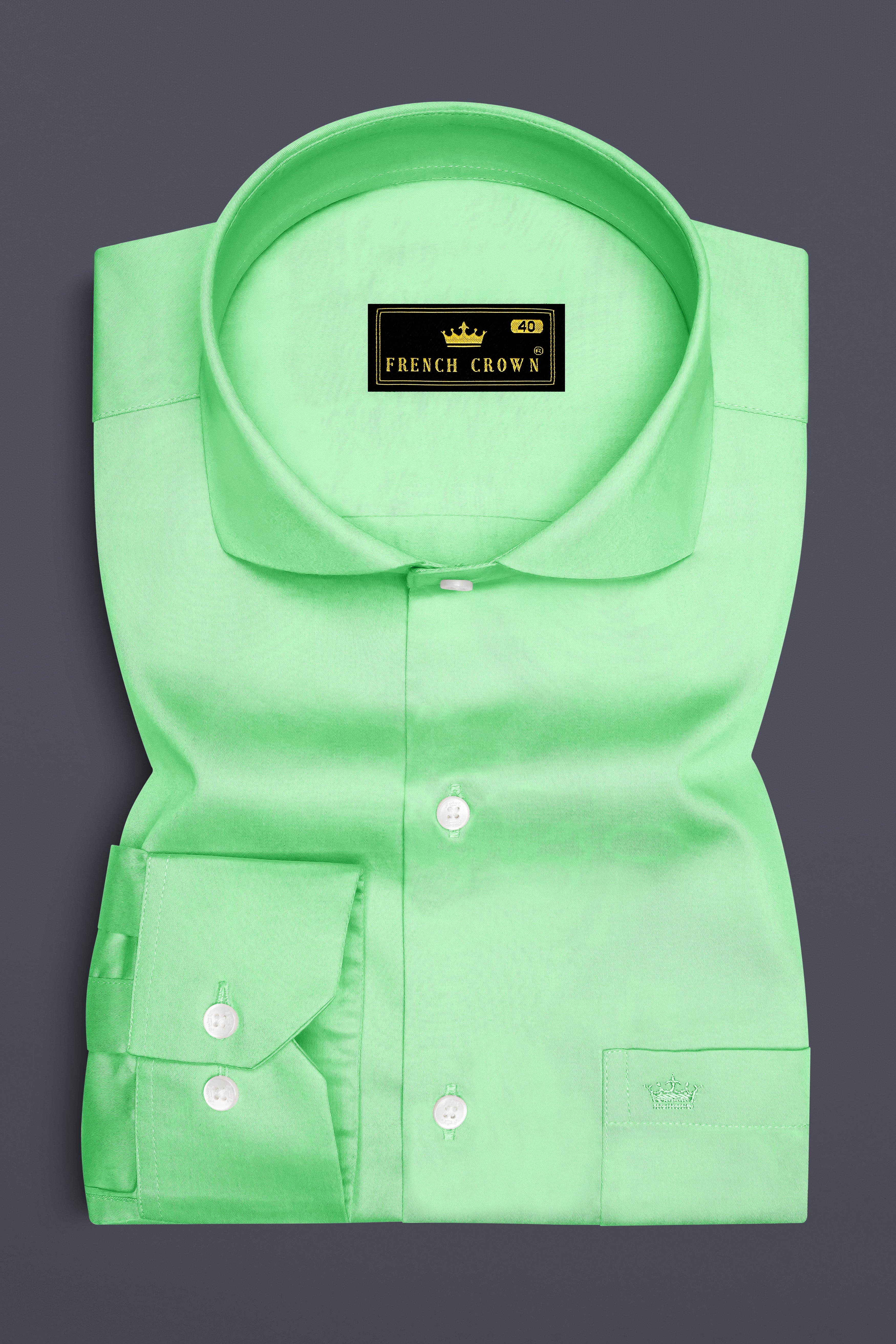 Verdoro Celadon Green Subtle Sheen Super Soft Premium Cotton Cut Away Collar Dress Shirt