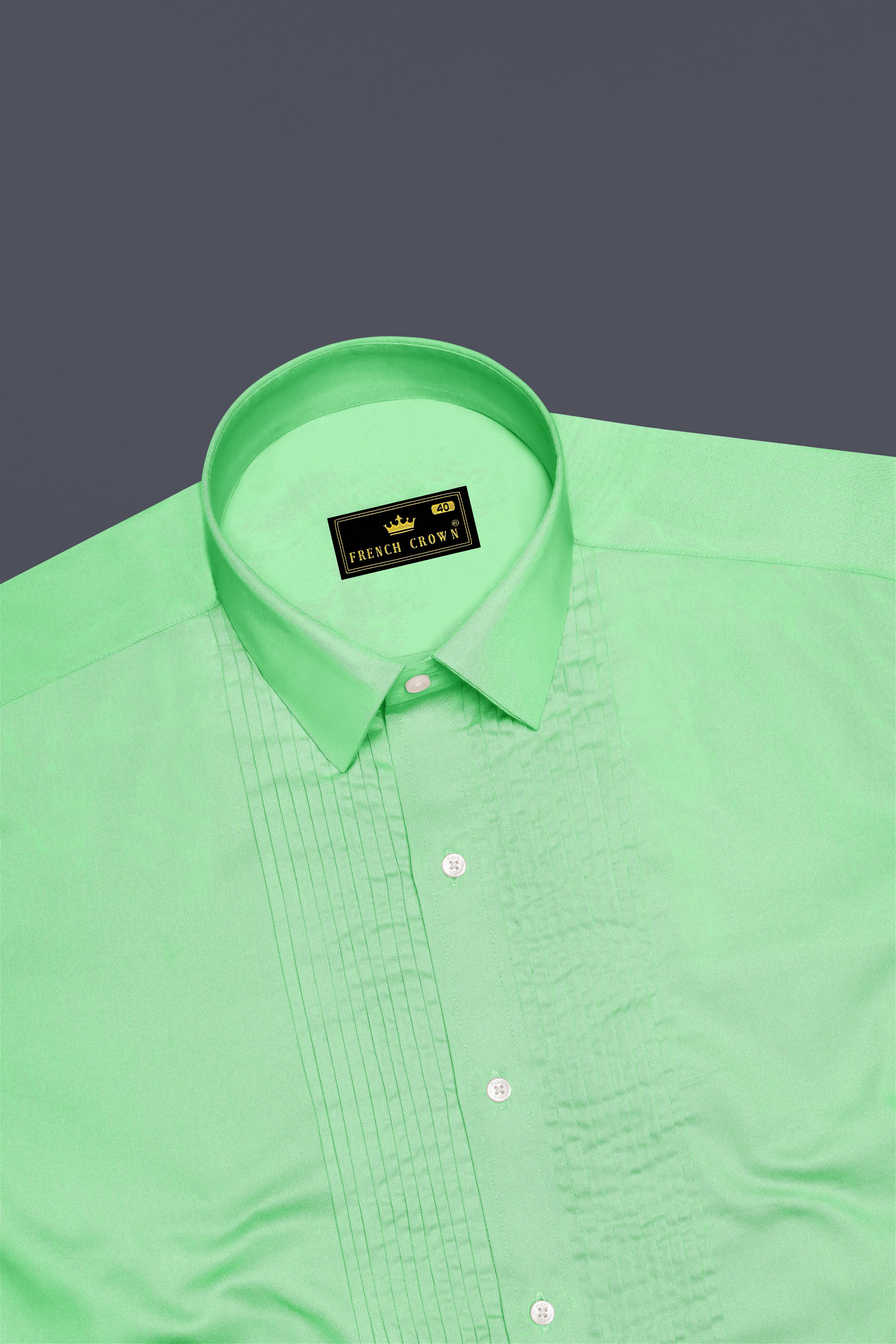Verdoro Celadon Green Subtle Sheen Super Soft Premium Cotton Tuxedo Dress Shirt