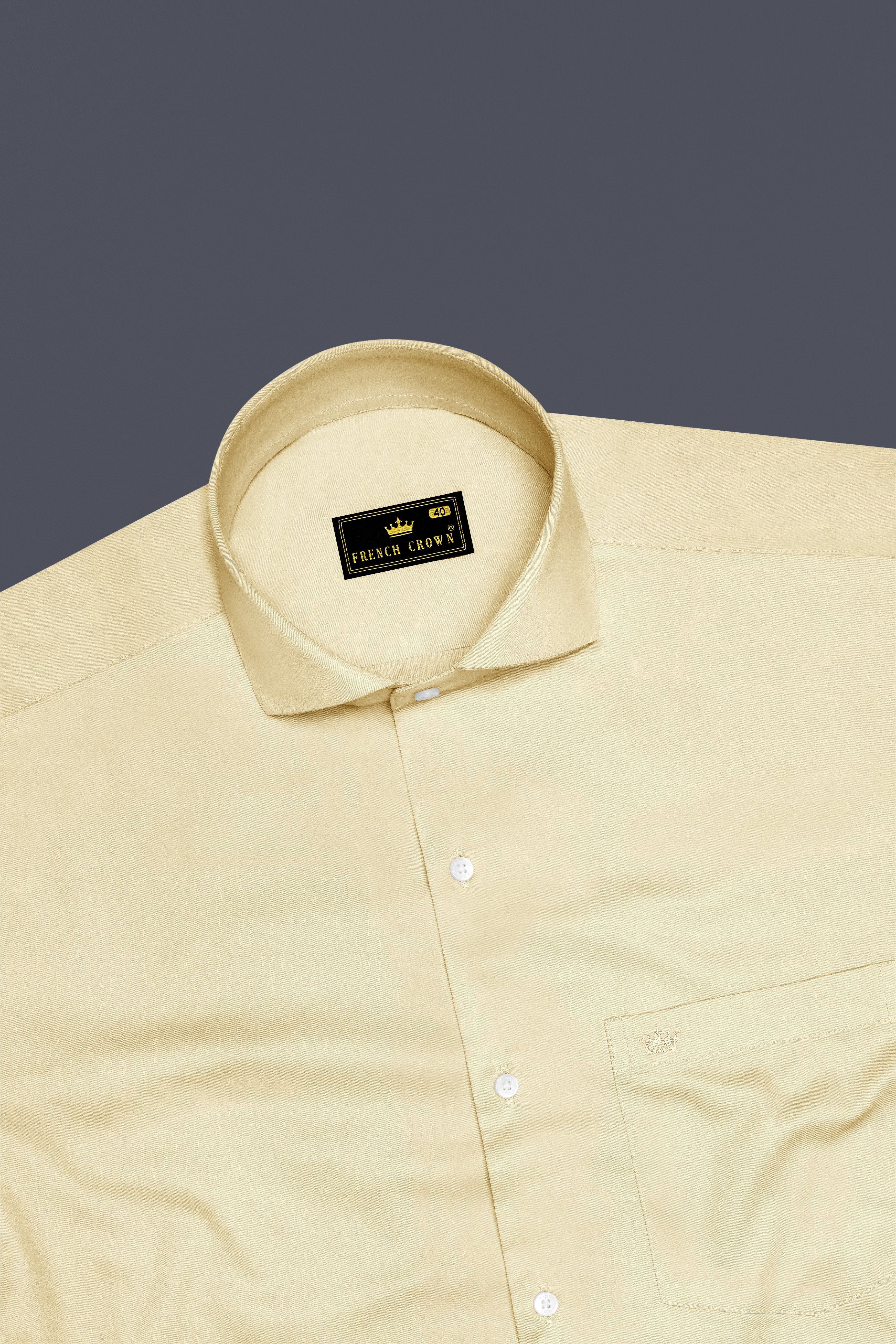 Ivoro Almond Cream Subtle Sheen Super Soft Premium Cotton Cut Away Collar Dress Shirt