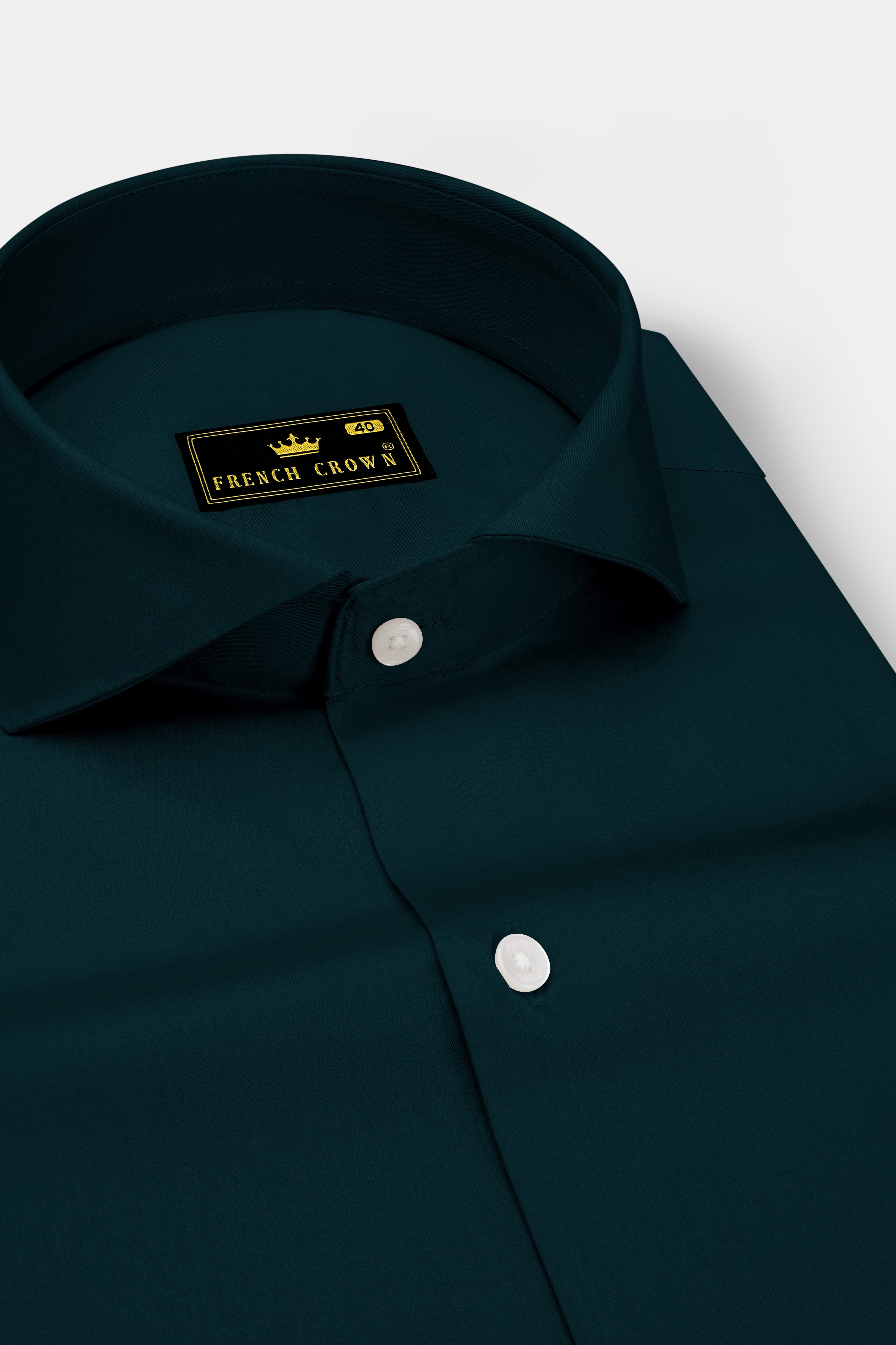 Olvoro Burnham Green Subtle Sheen Super Soft Premium Cotton Cut Away Collar Dress Shirt