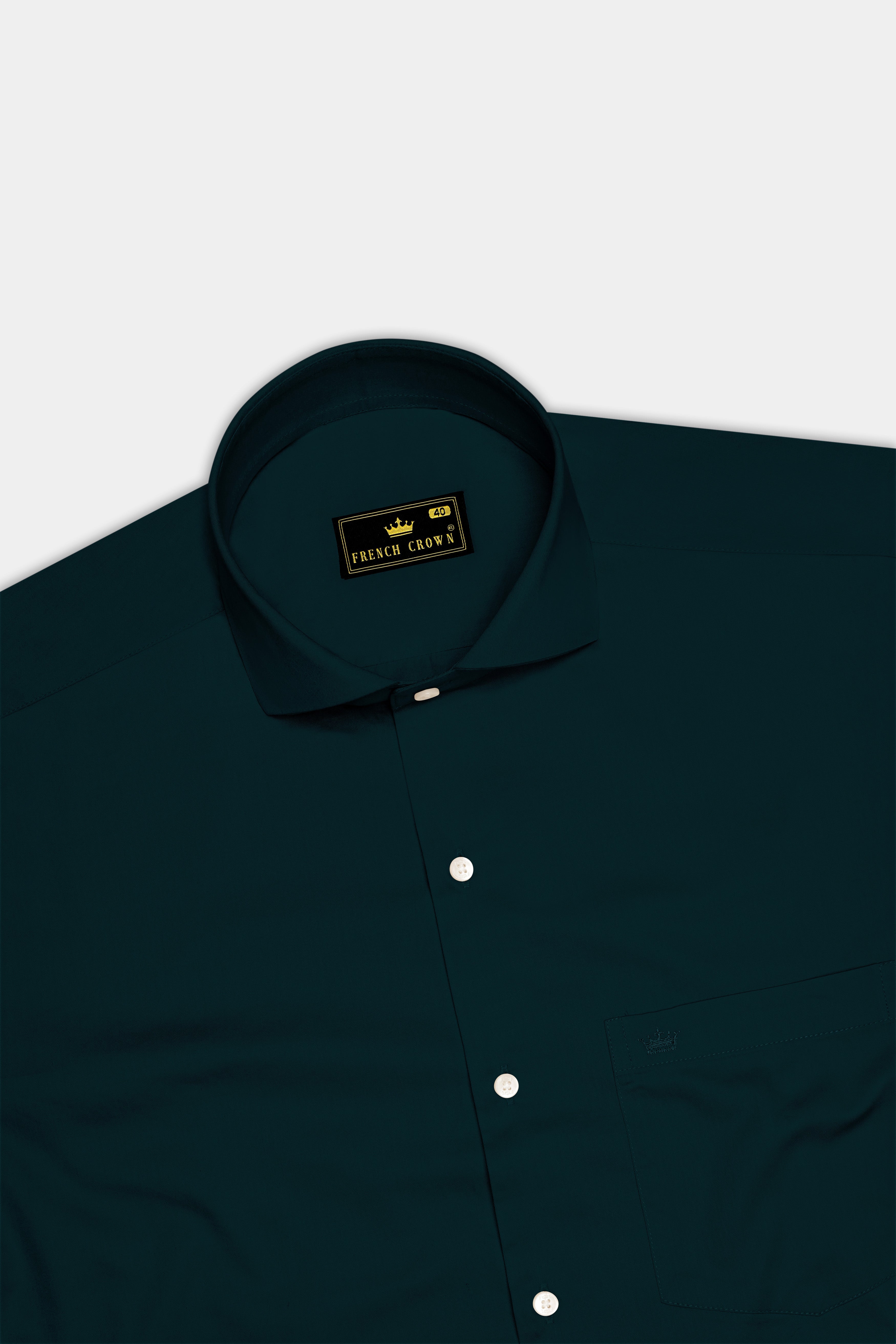 Olvoro Burnham Green Subtle Sheen Super Soft Premium Cotton Cut Away Collar Dress Shirt