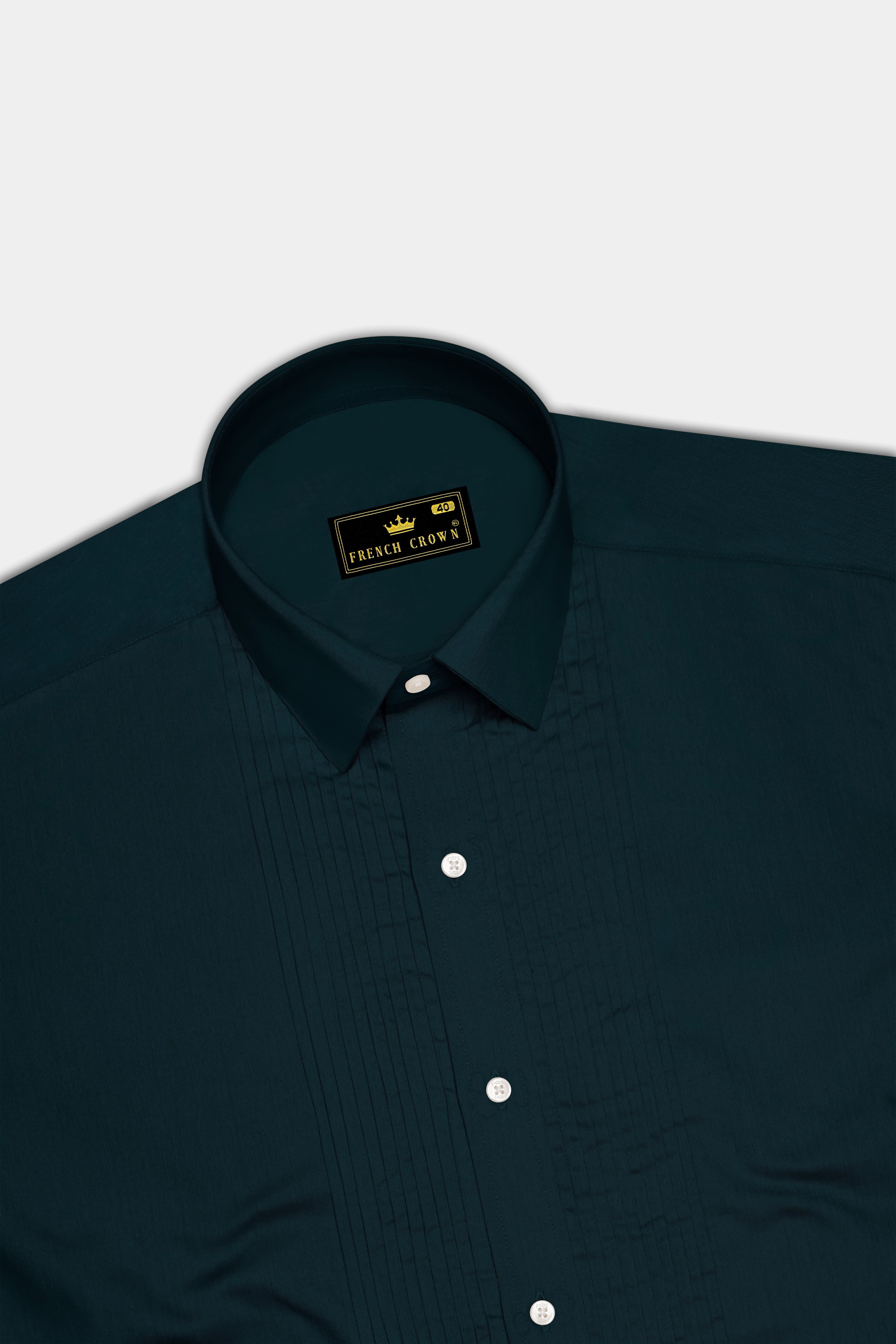 Olvoro Burnham Green Subtle Sheen Super Soft Premium Cotton Tuxedo Dress Shirt