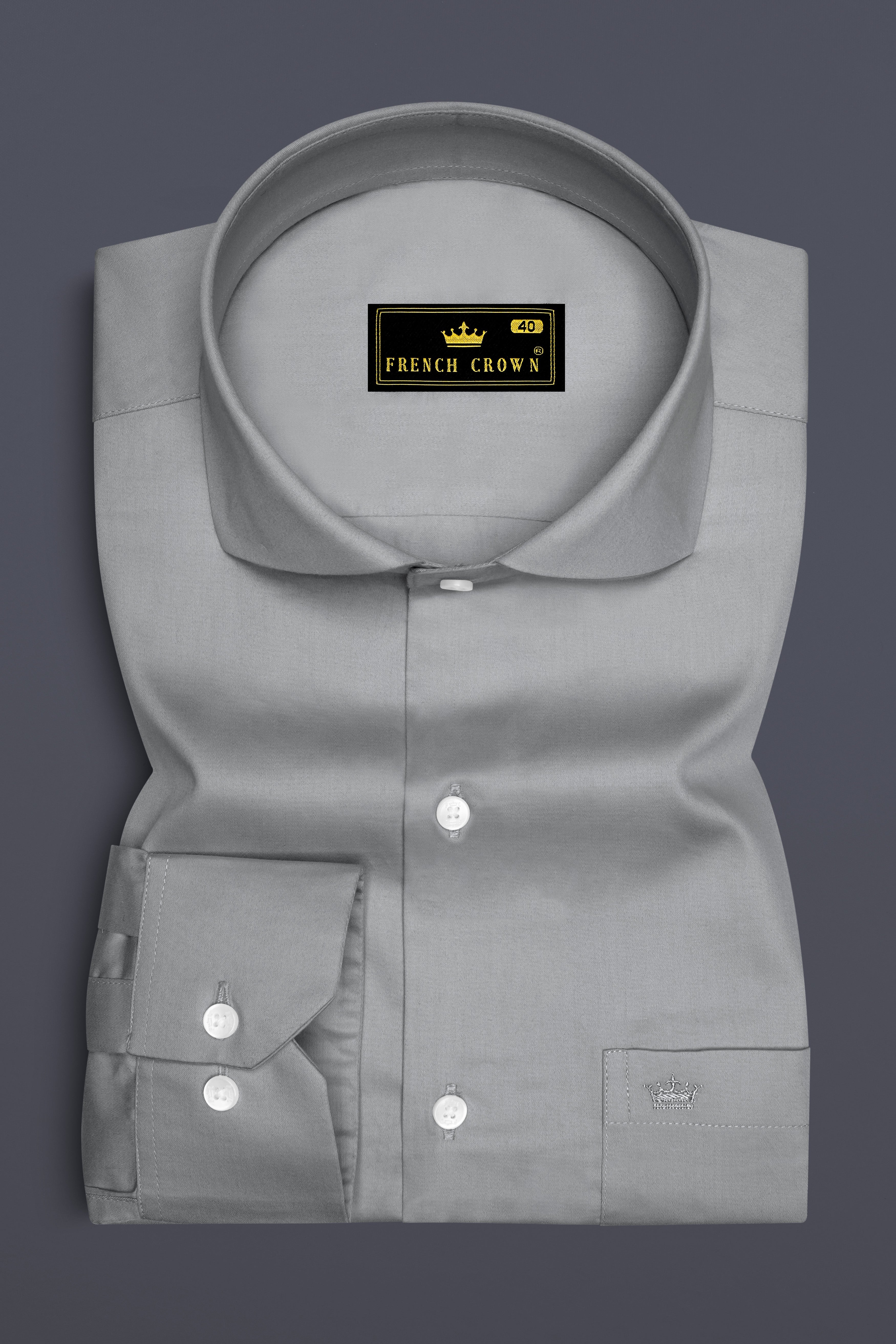 Silvoro Martini Gray Subtle Sheen Super Soft Premium Cotton Cut Away Collar Dress Shirt