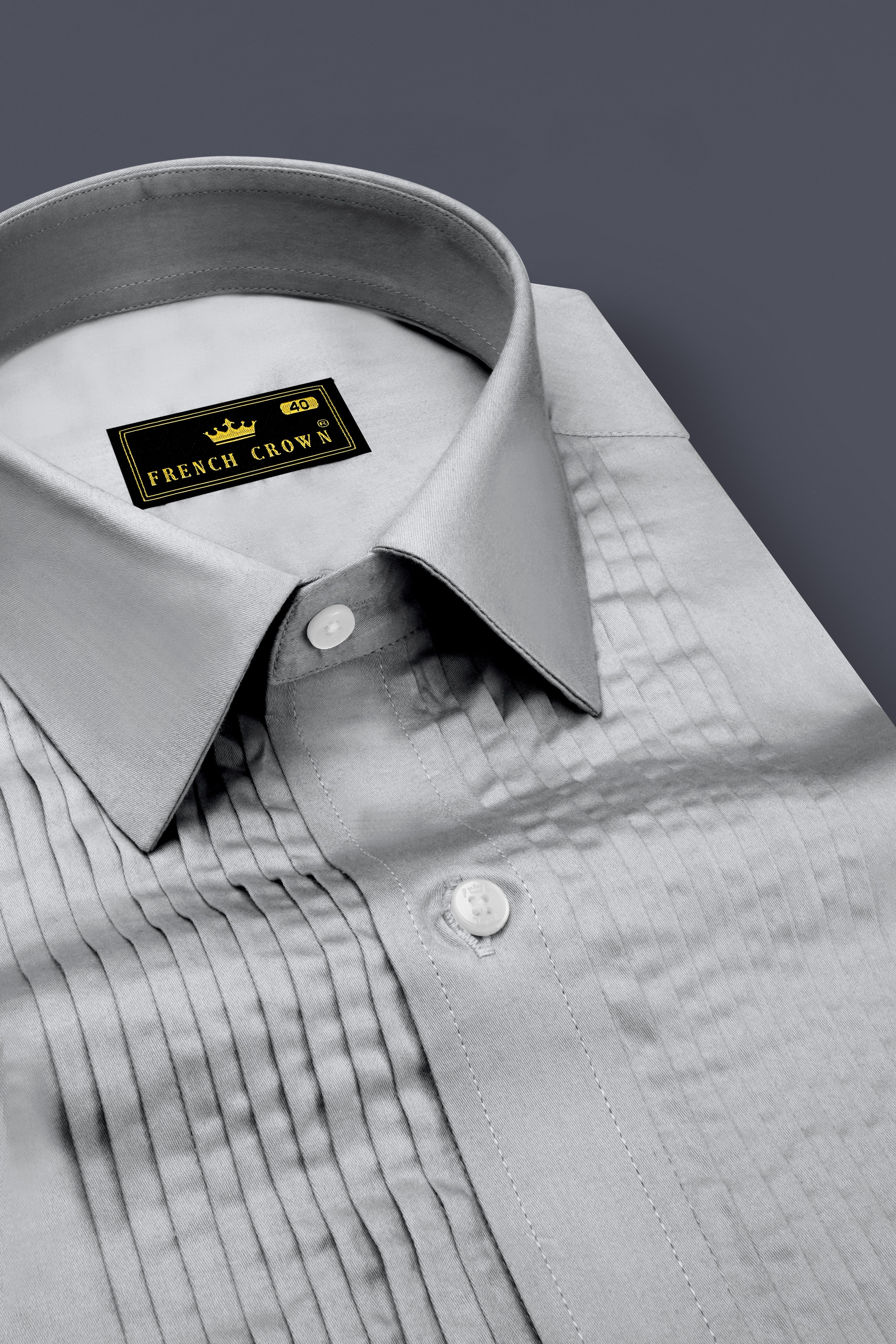 Silvoro Martini Gray Subtle Sheen Super Soft Premium Cotton Tuxedo Dress Shirt