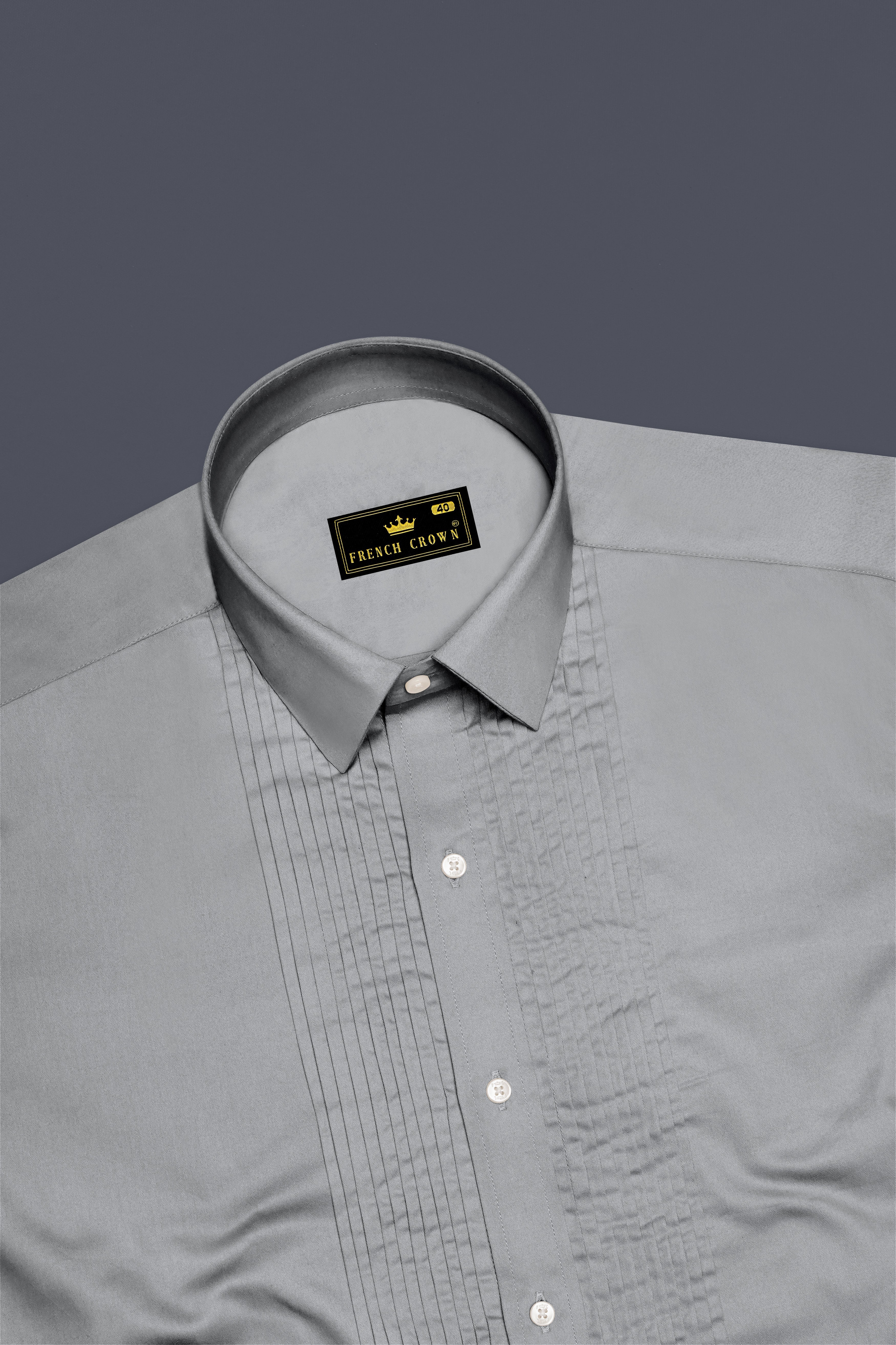 Silvoro Martini Gray Subtle Sheen Super Soft Premium Cotton Tuxedo Dress Shirt