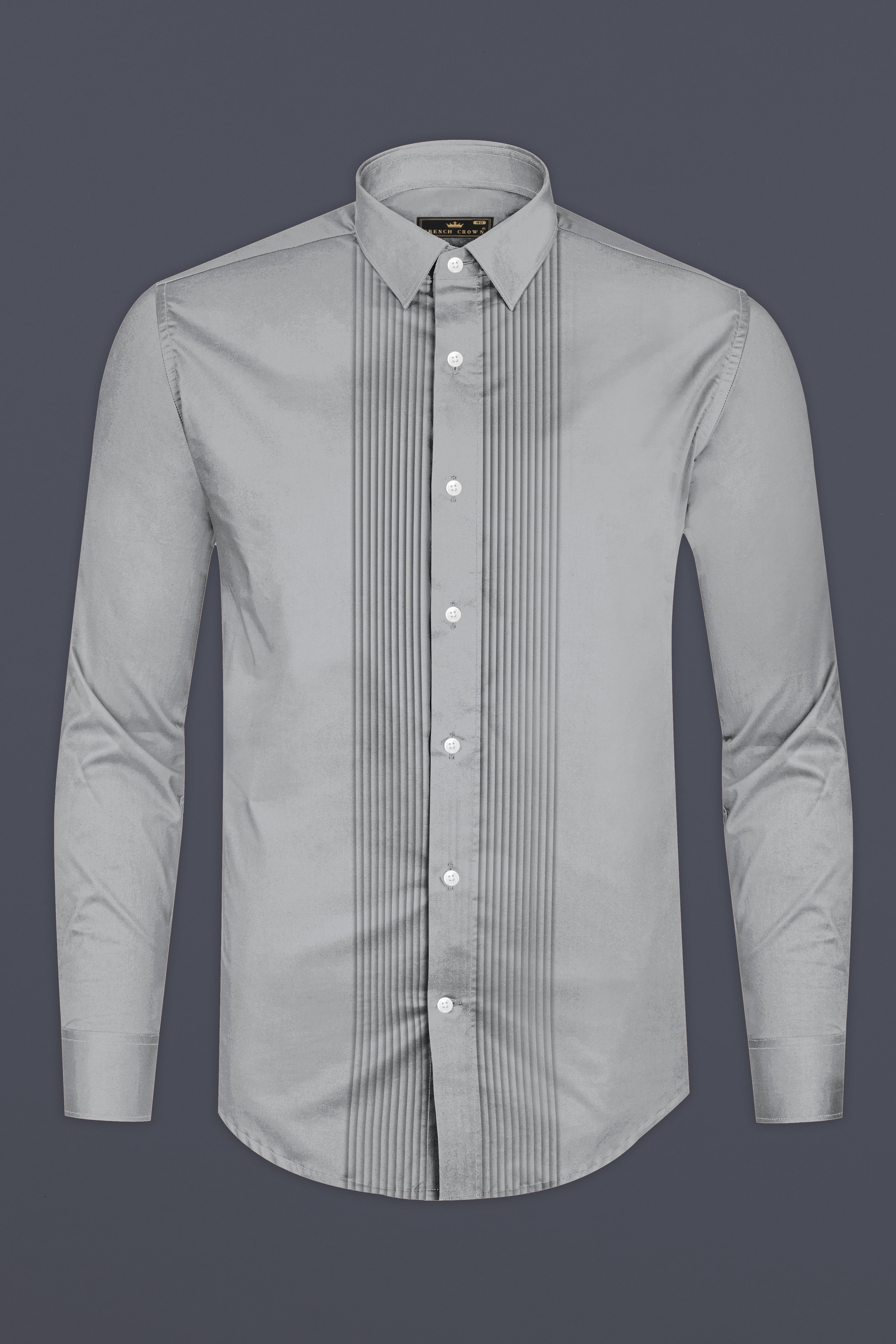 Silvoro Martini Gray Subtle Sheen Super Soft Premium Cotton Tuxedo Dress Shirt