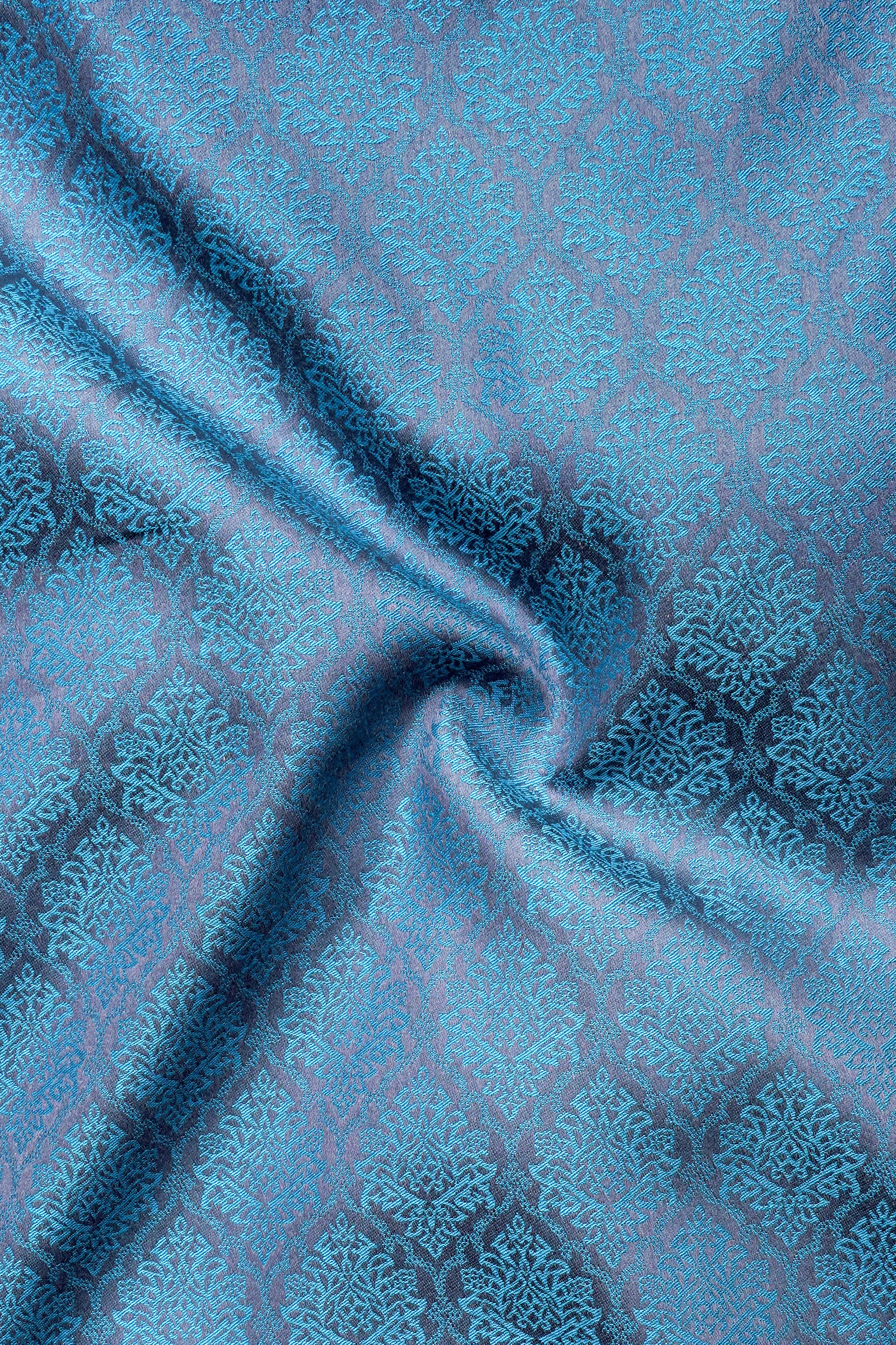 Indivio Hippie Blue Jacquard Textured Premium Cotton Dress Shirt