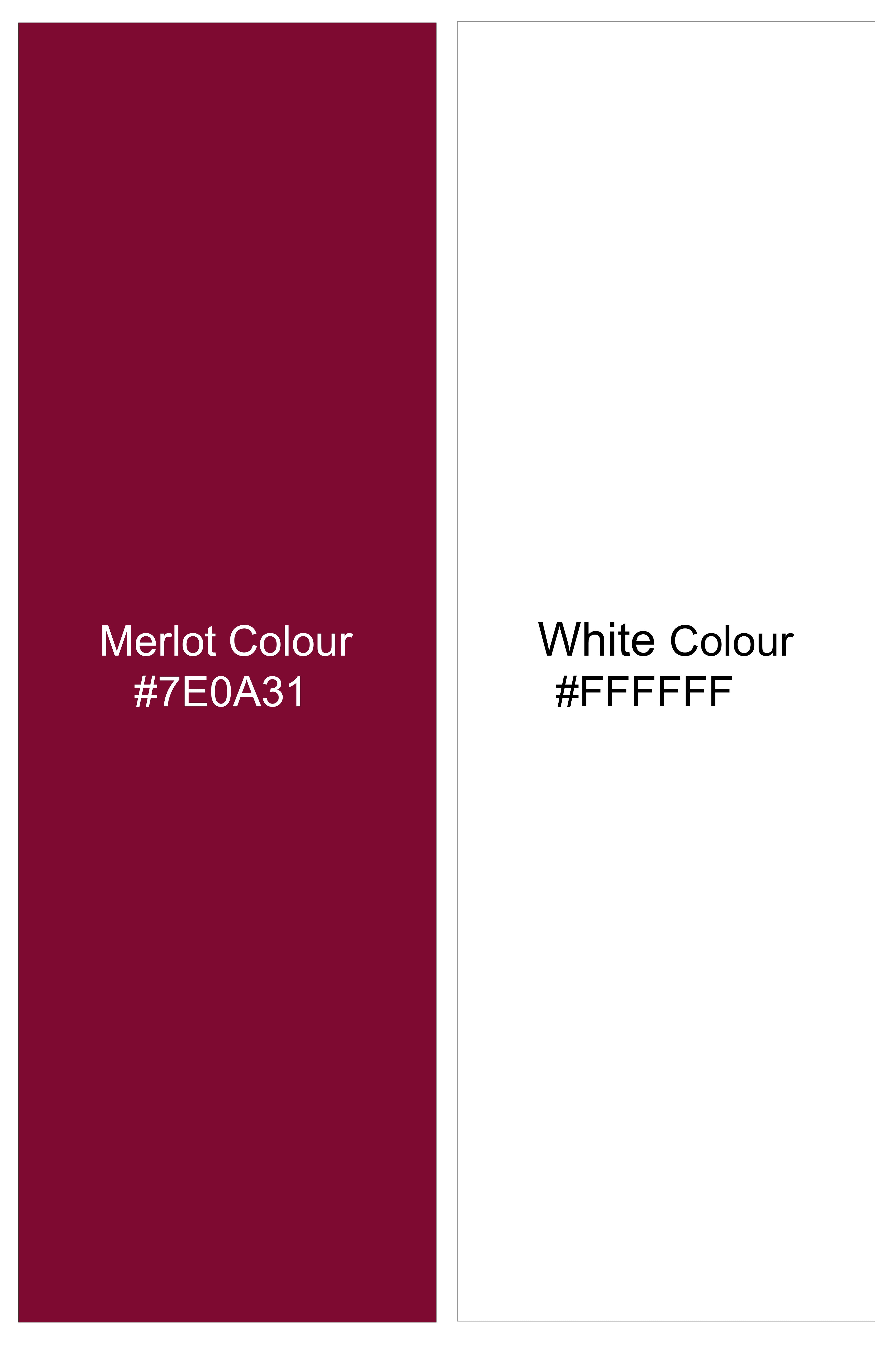 Lustraro Merlot Red And Bright White Printed Subtle Sheen Super Soft Premium Cotton Casual Shirt