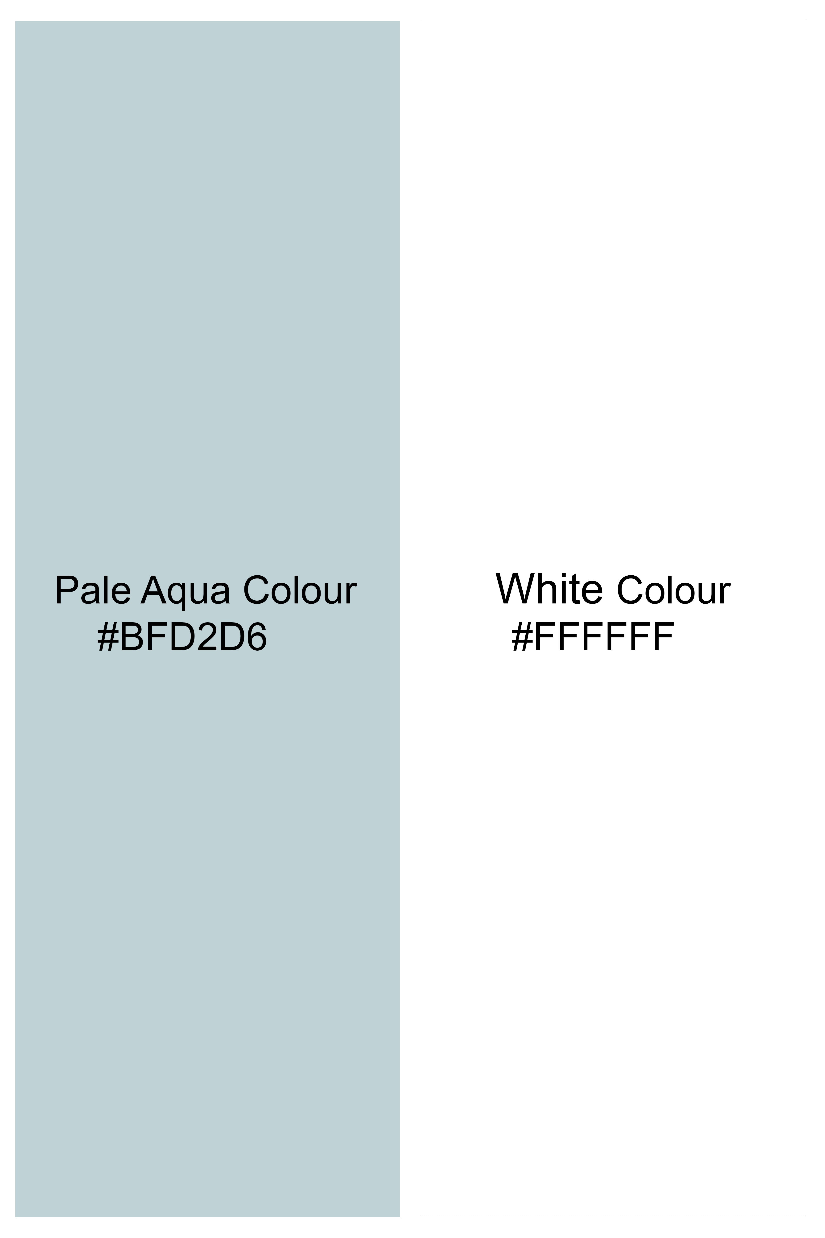 Celavon Pale Aqua Green And Bright White medallion Printed Super Soft Premium Cotton Semi Formal Shirt