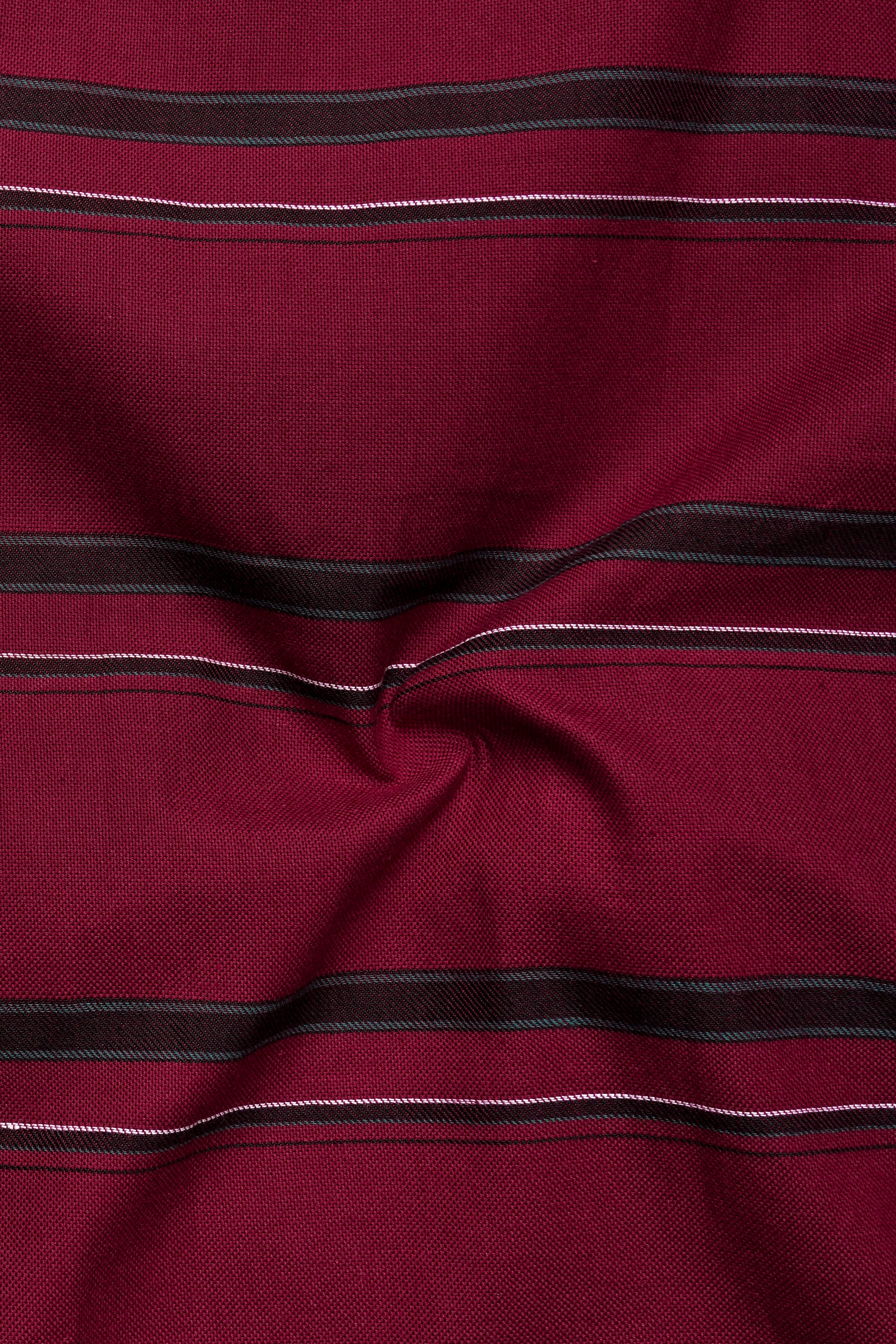Brunoro Moccaccino Maroon Striped Oxford Premium Cotton Casual Shirt
