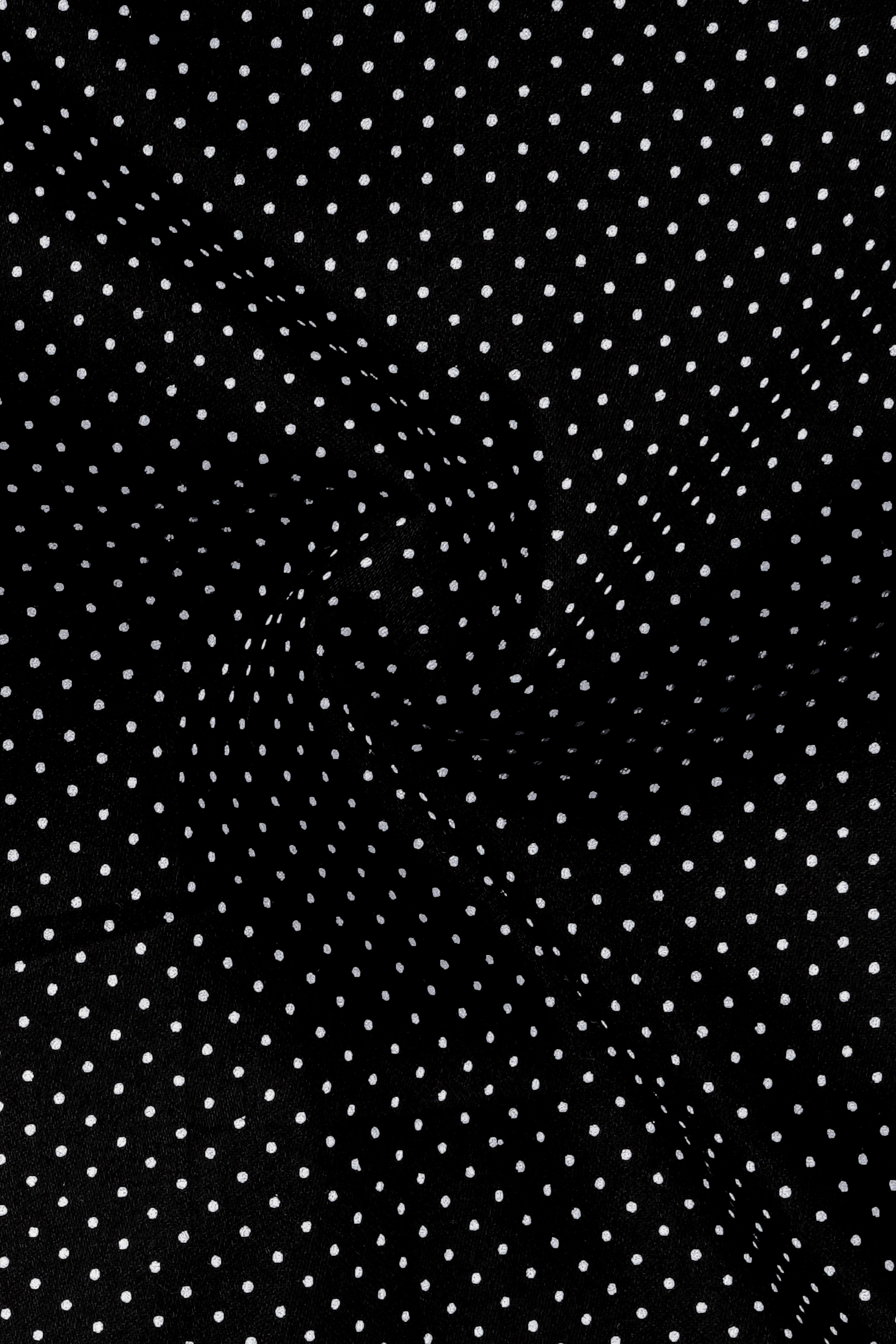 Nerovoro Jade Black And Bright White Micro Dotted Printed Subtle Sheen Super Soft Premium Cotton Dress Shirt