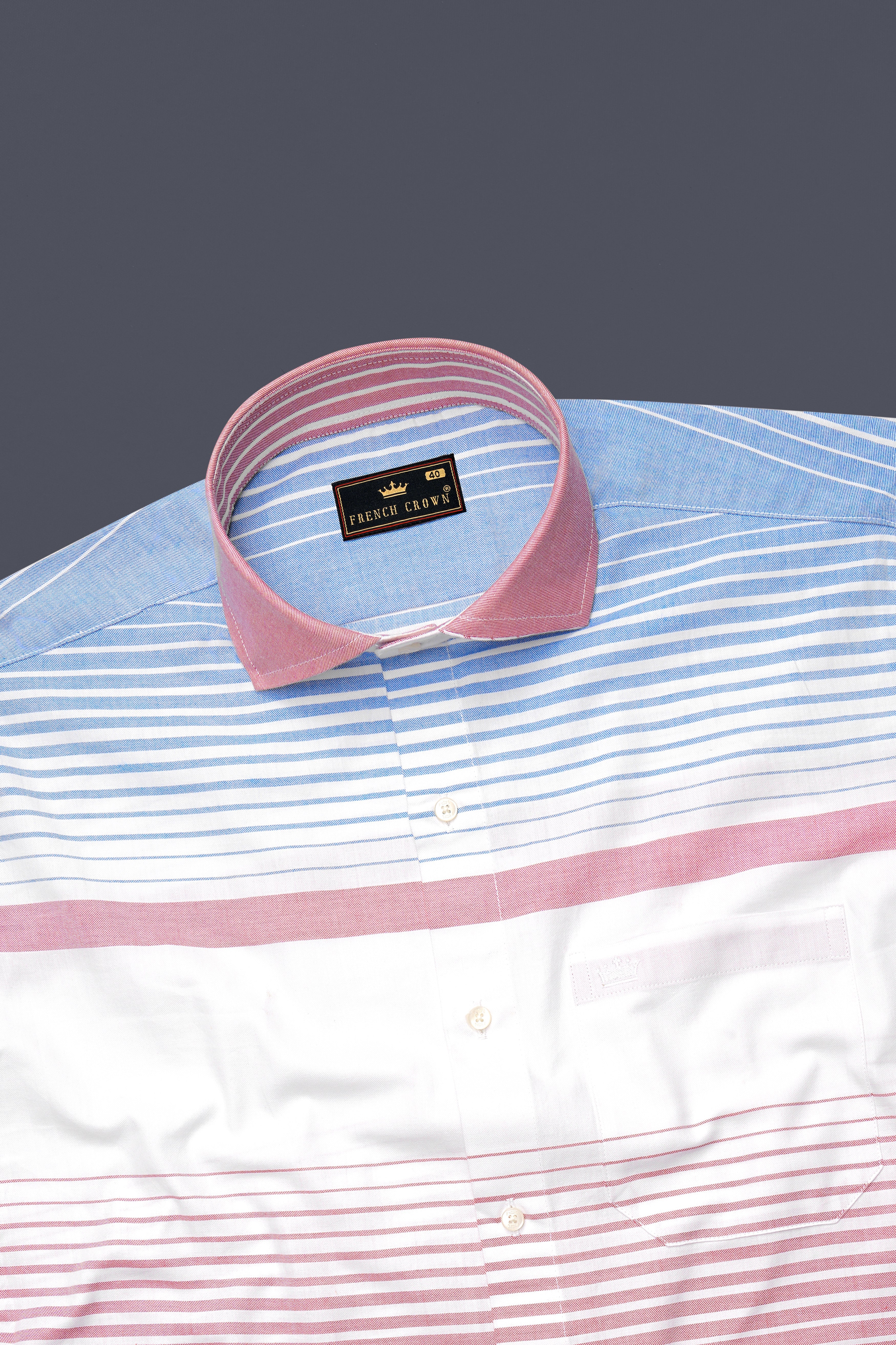 Pastoro Wewak Pink And Jordy Blue Striped Twill Premium Cotton Casual Shirt