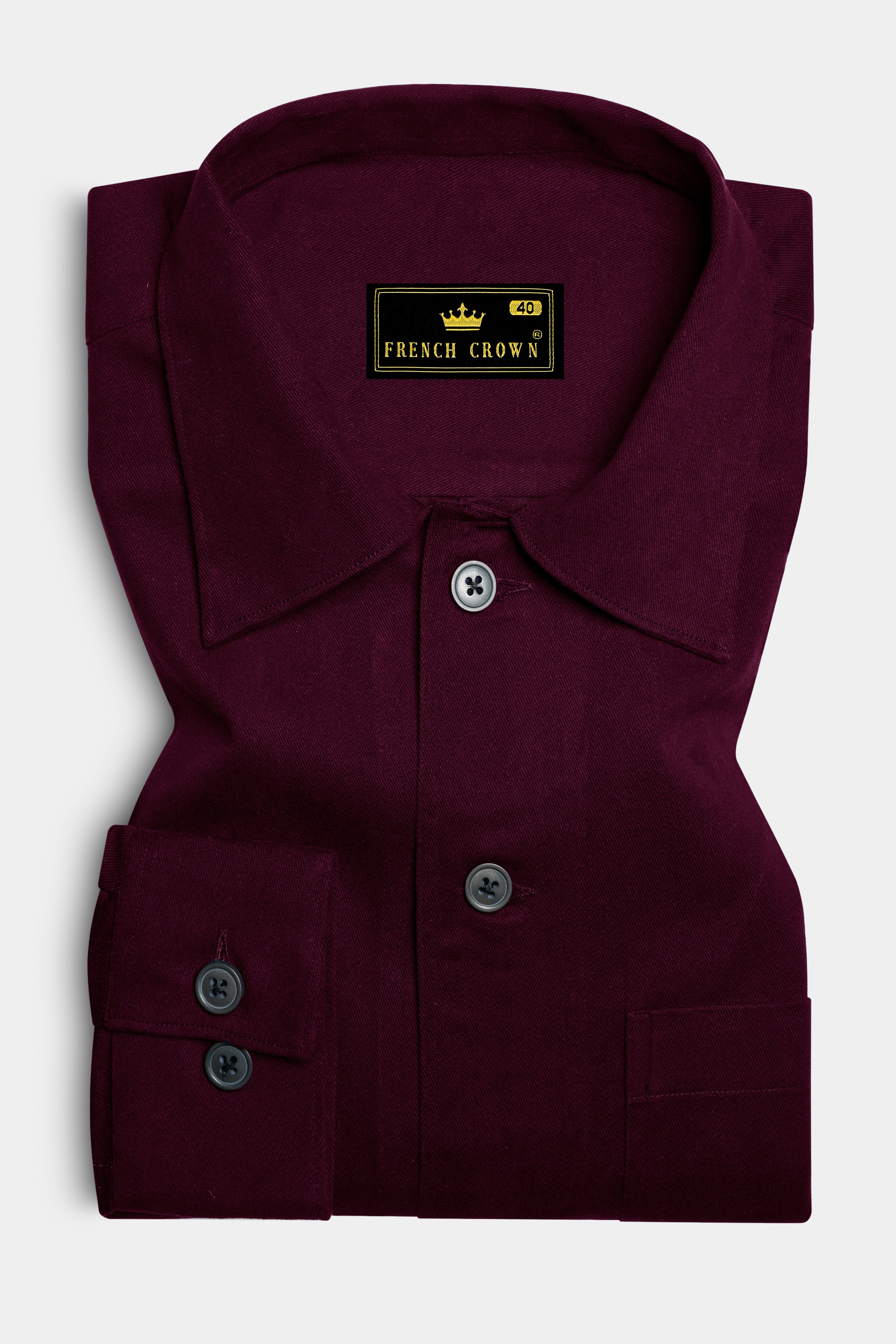 Vinoro Sepia Maroon Textured Heavyweight Flannel Premium Cotton Casual Designer Overshirt/shacket