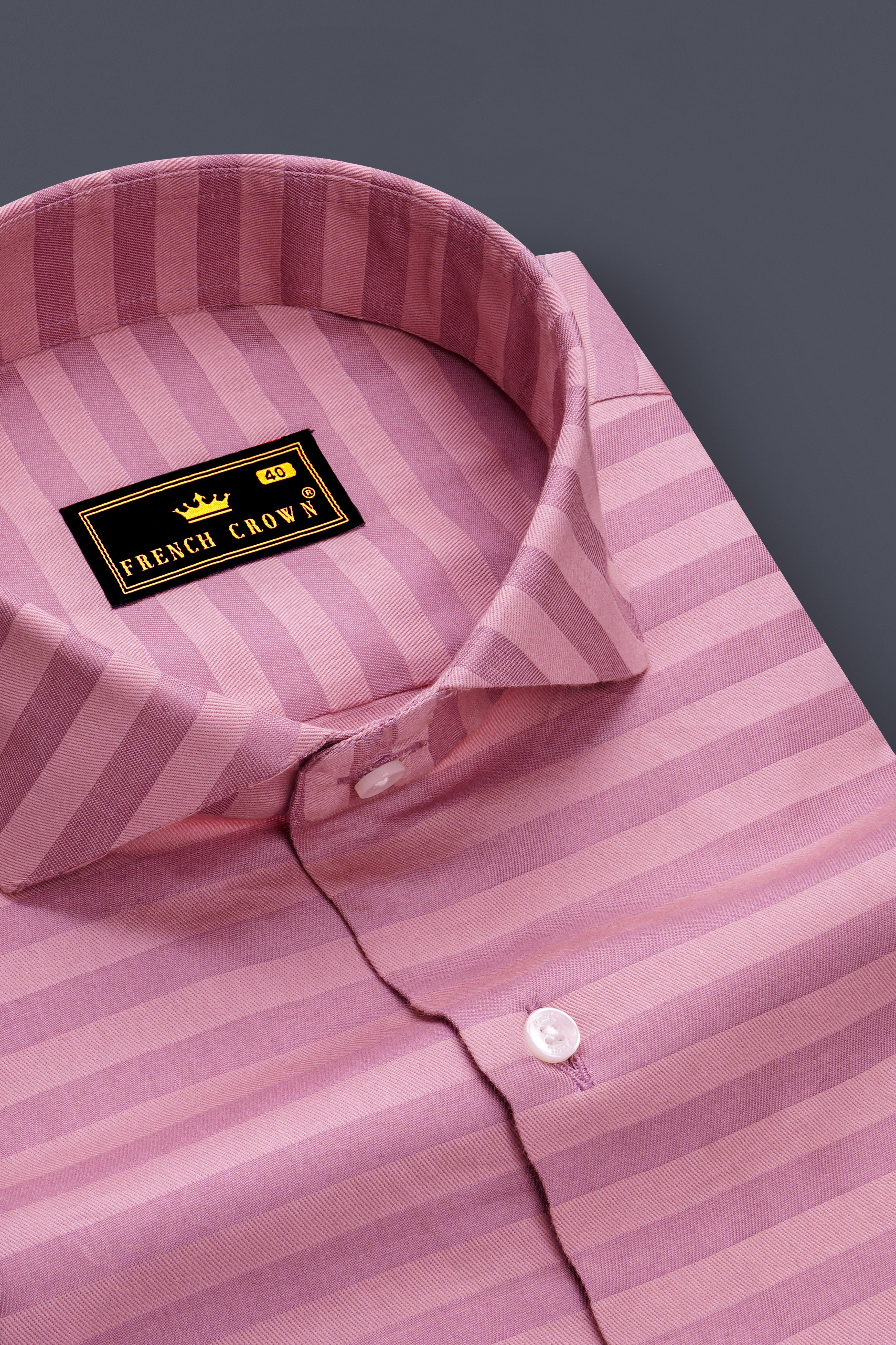 Blushoro Cadillac Pink Striped Dobby Premium Giza Cotton Dress Shirt