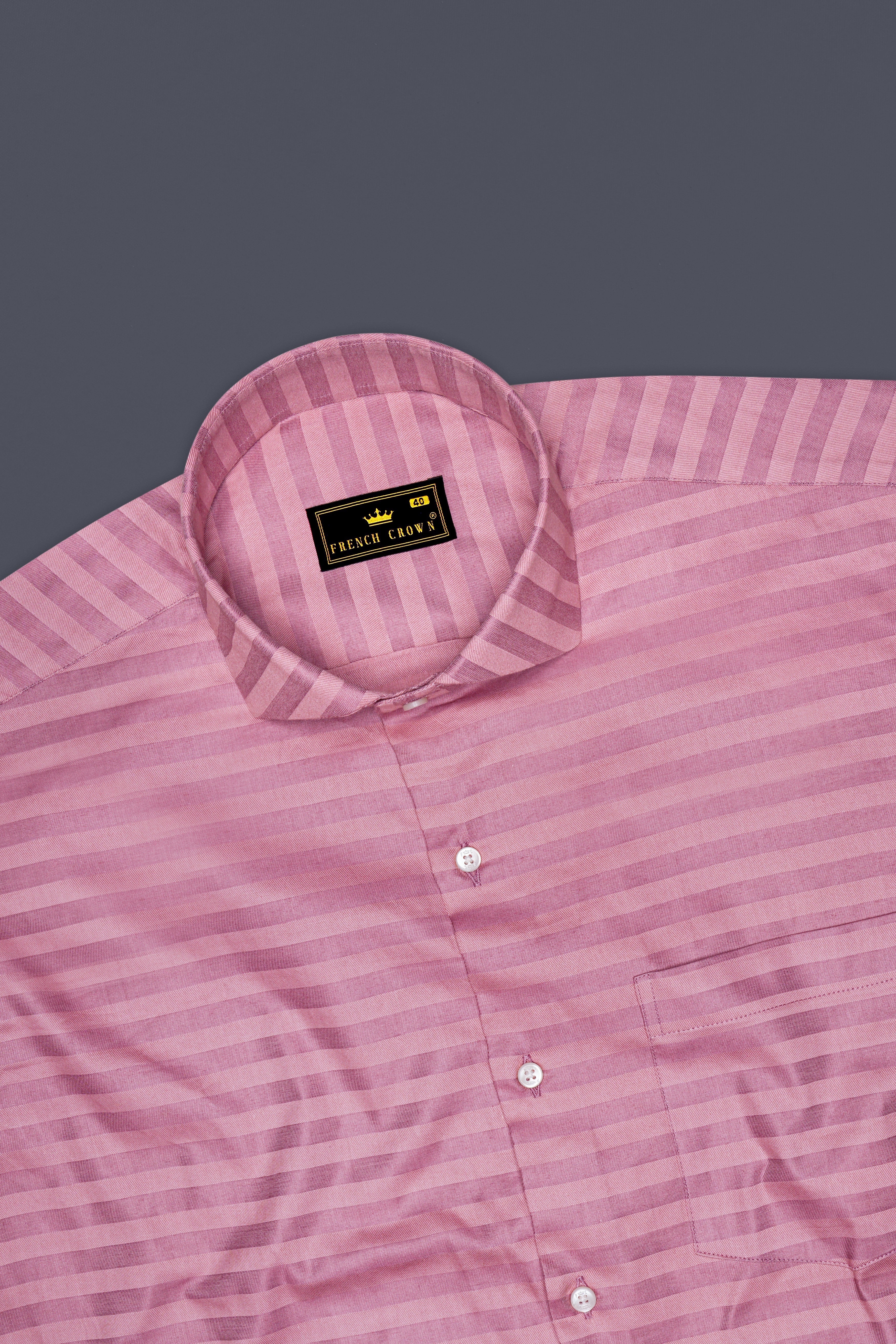 Blushoro Cadillac Pink Striped Dobby Premium Giza Cotton Dress Shirt
