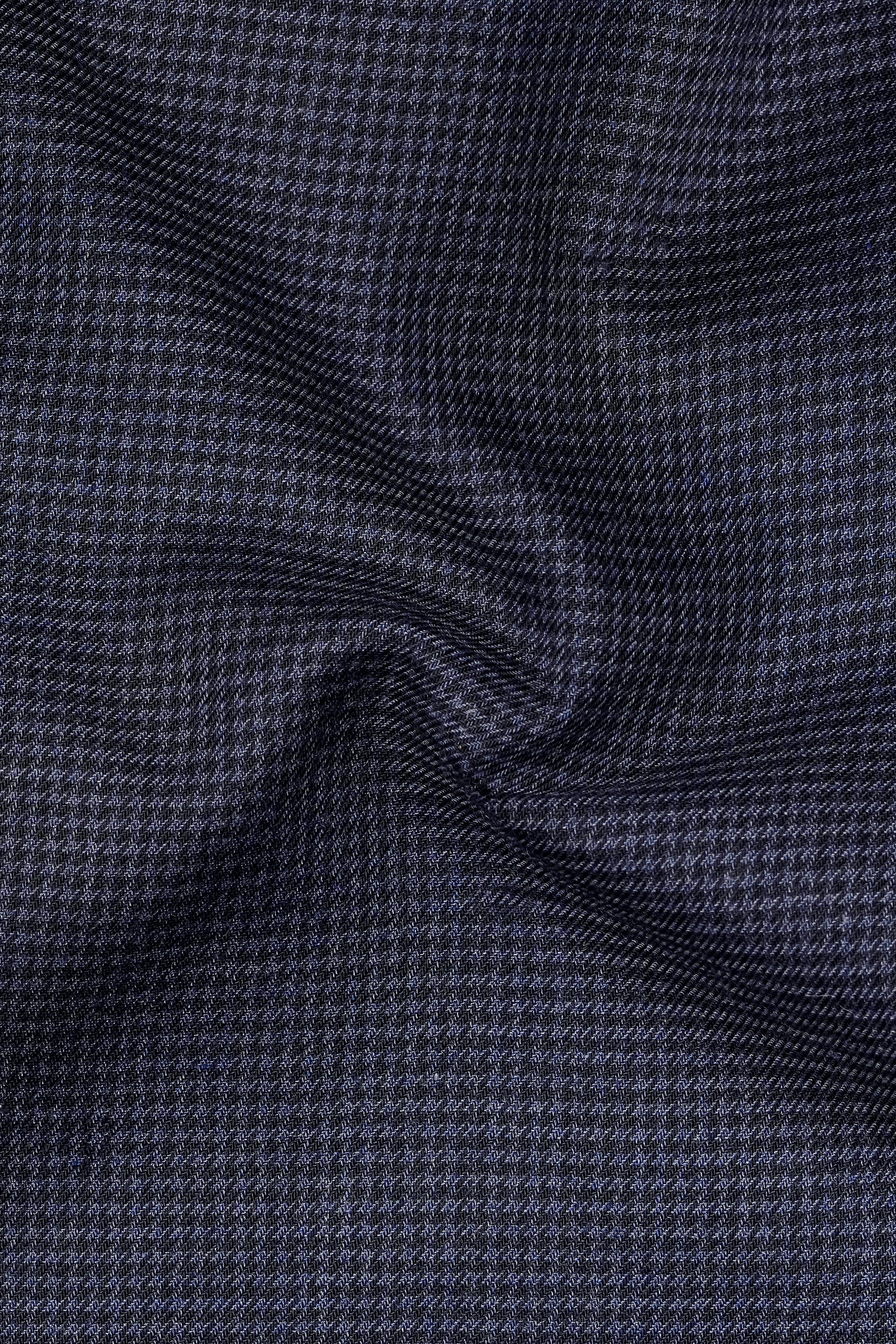 Azurone Bleached Blue Textured Houndstooth Super Soft Premium Cotton Dress Shirt