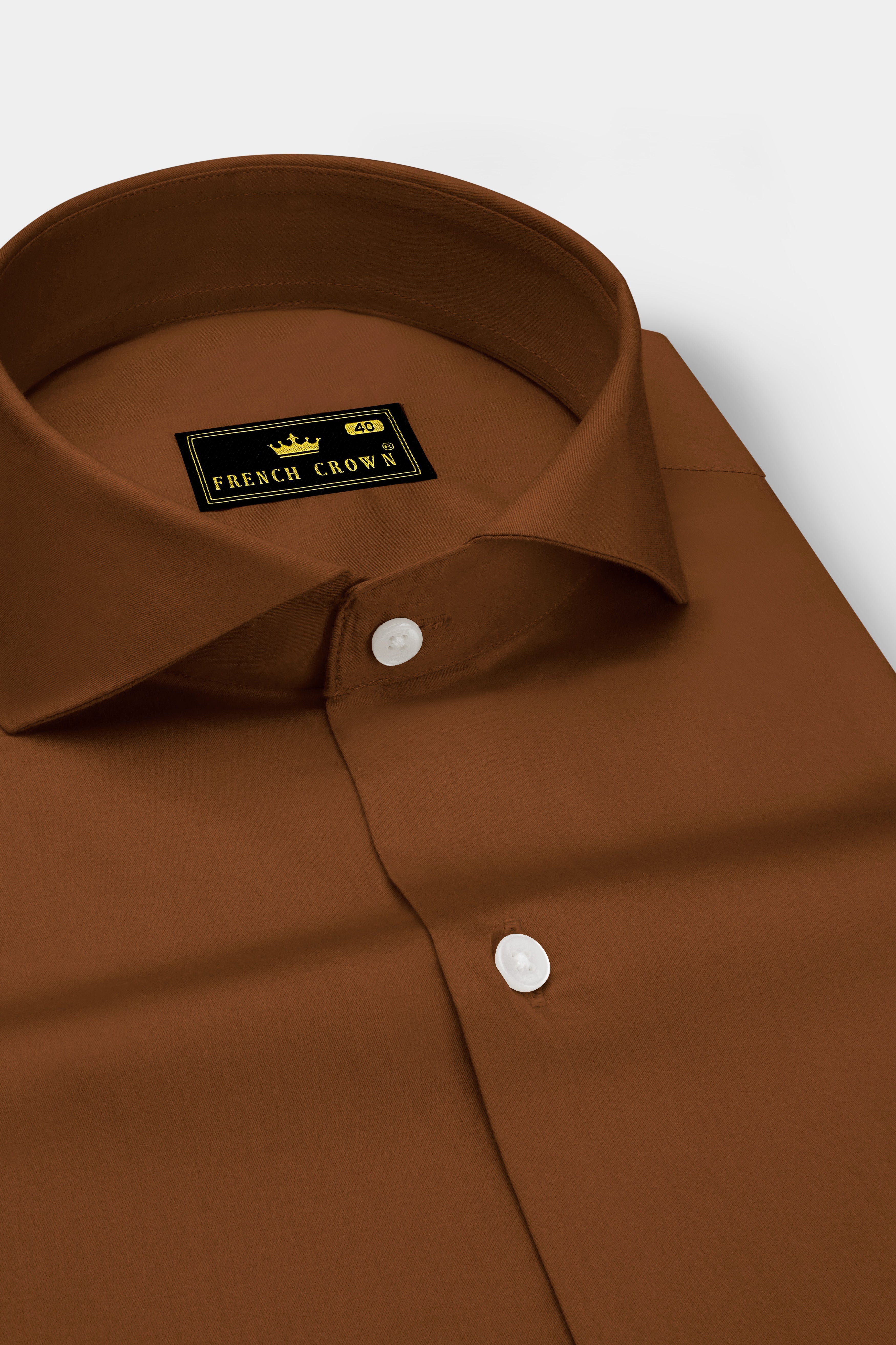 Umbero-Walnut Brown Subtle Sheen Super Soft Premium Cotton Cut Away Collar Dress Shirt