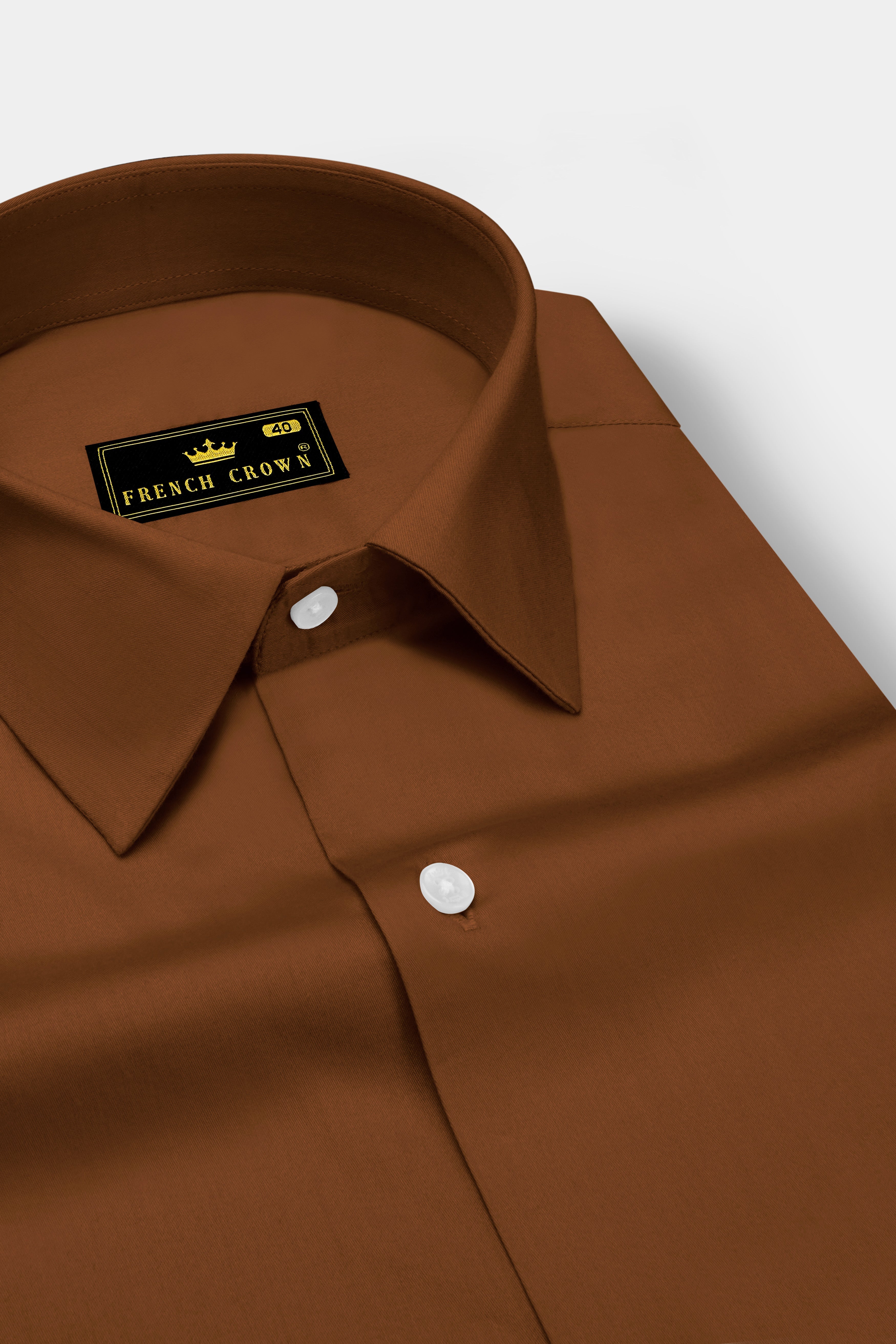 Umbero-Walnut Brown Subtle Sheen Super Soft Premium Cotton Dress Shirt