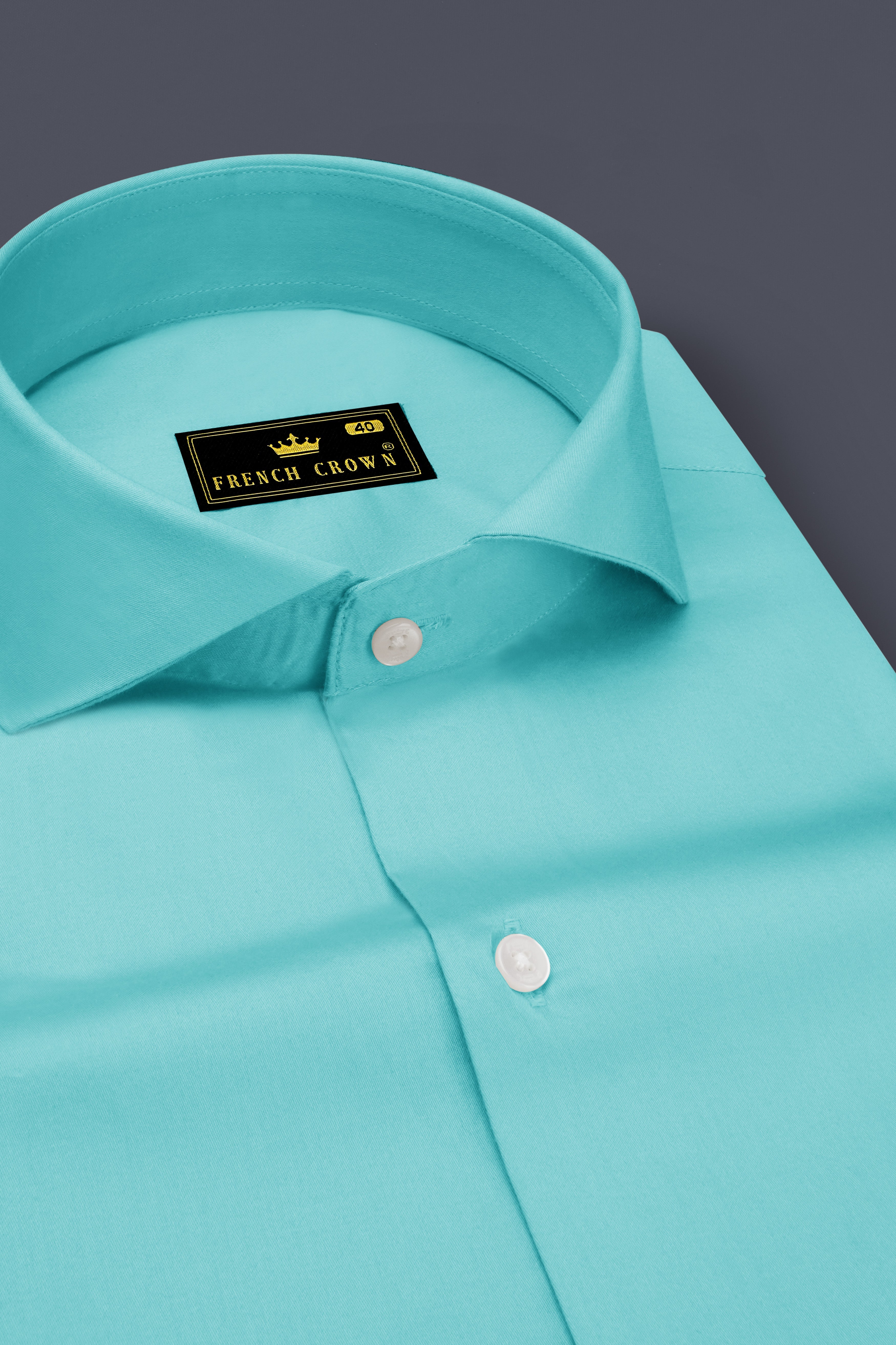 Azure-Downy Blue Subtle Sheen Super Soft Premium Cotton Cut Away Collar Dress Shirt