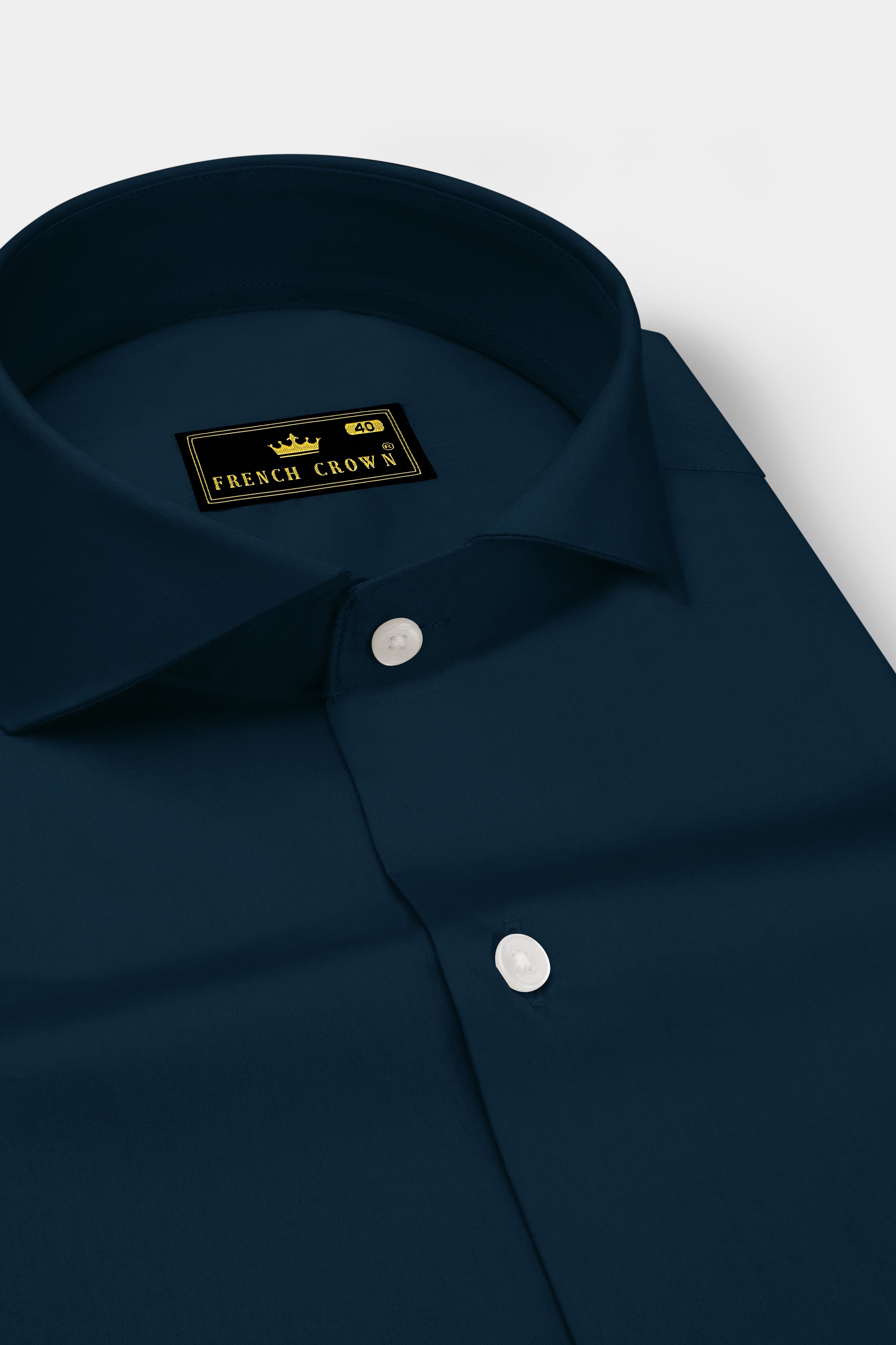 Luminor-Firefly Blue Subtle Sheen Super Soft Premium Cotton Cut Away Collar Dress Shirt