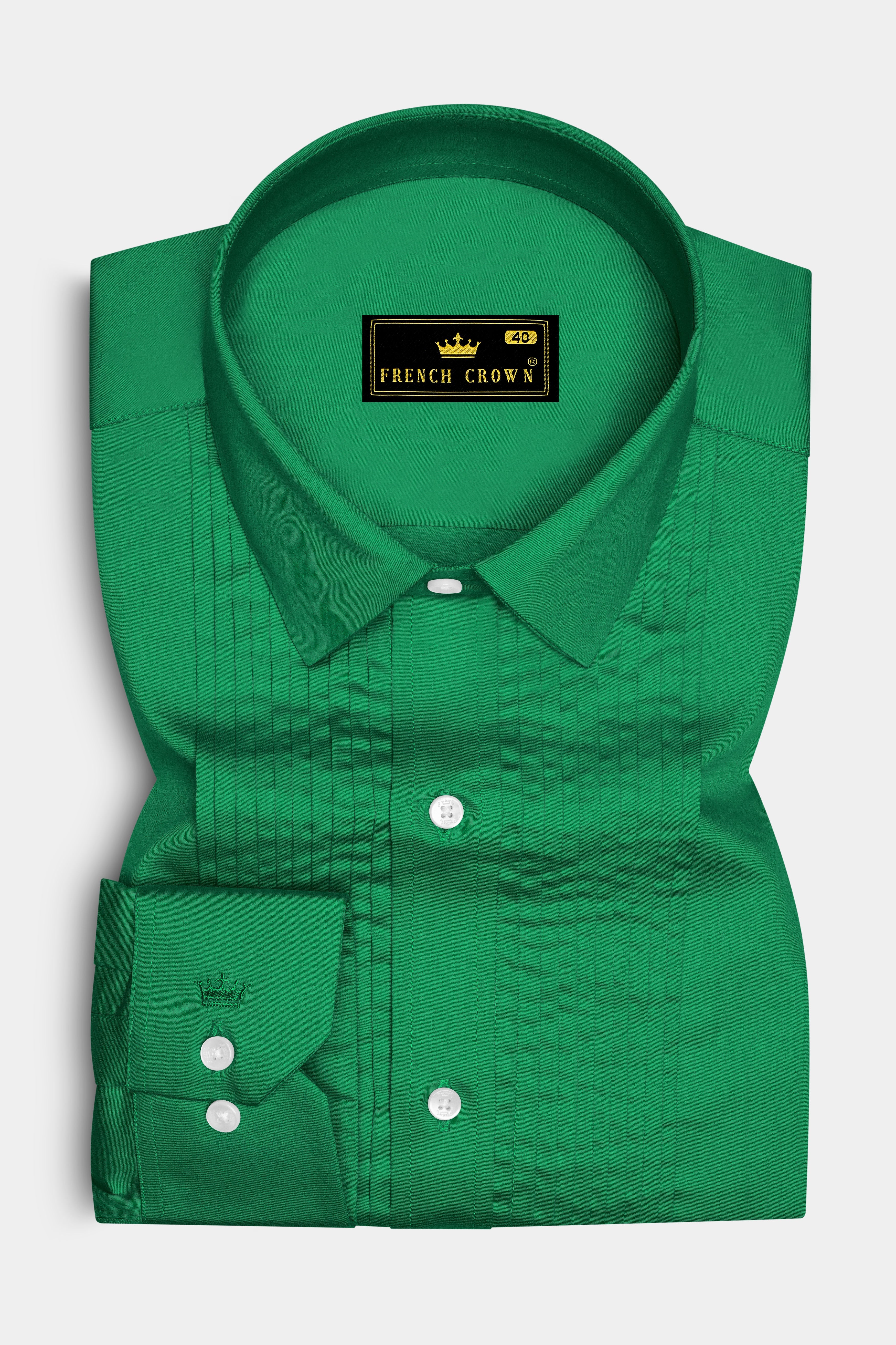Emeron-Jewel Green Subtle Sheen Super Soft Premium Cotton Tuxedo Dress Shirt