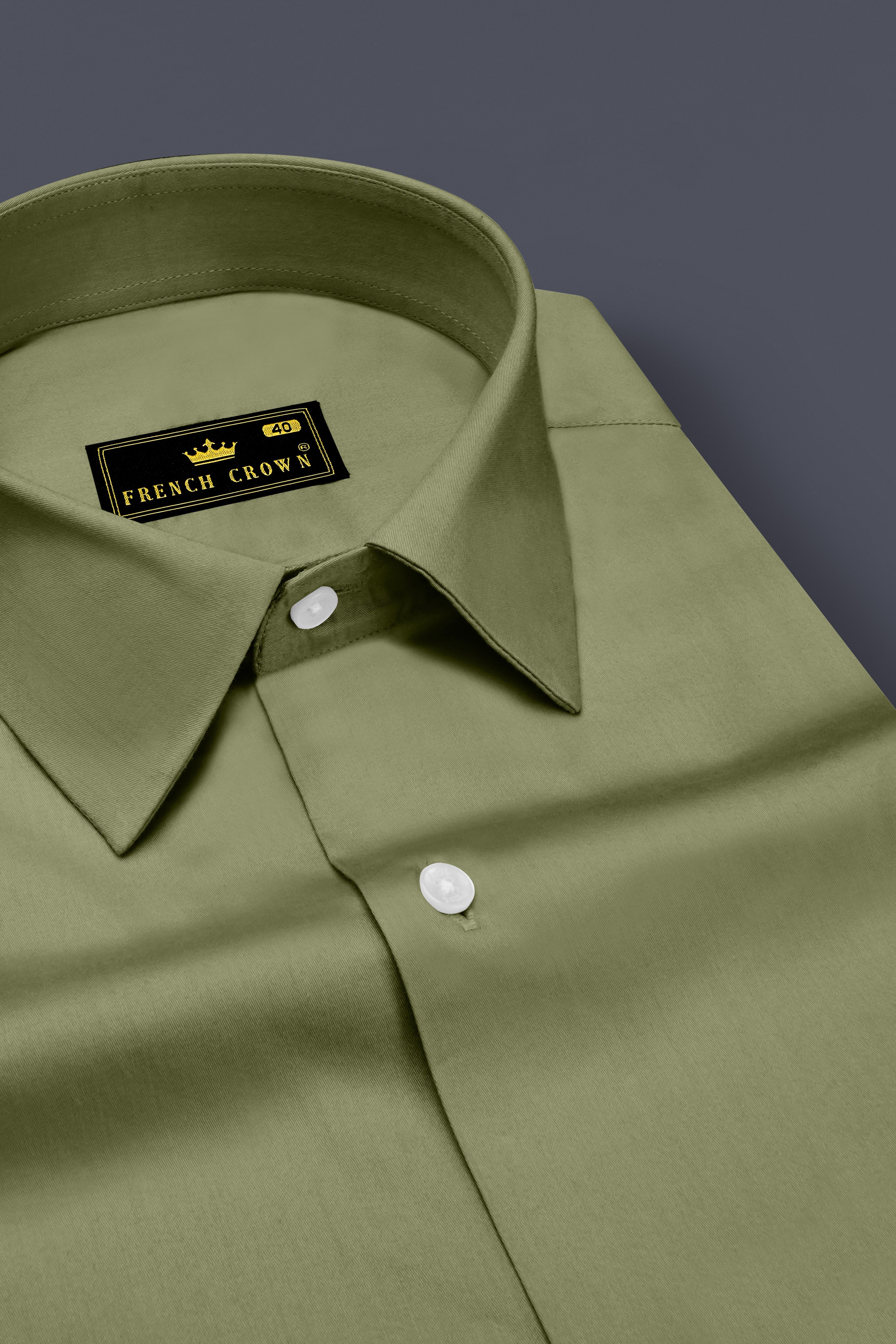 Olvoro-Flex Smoke Green Subtle Sheen Super Soft Premium Cotton Dress Shirt