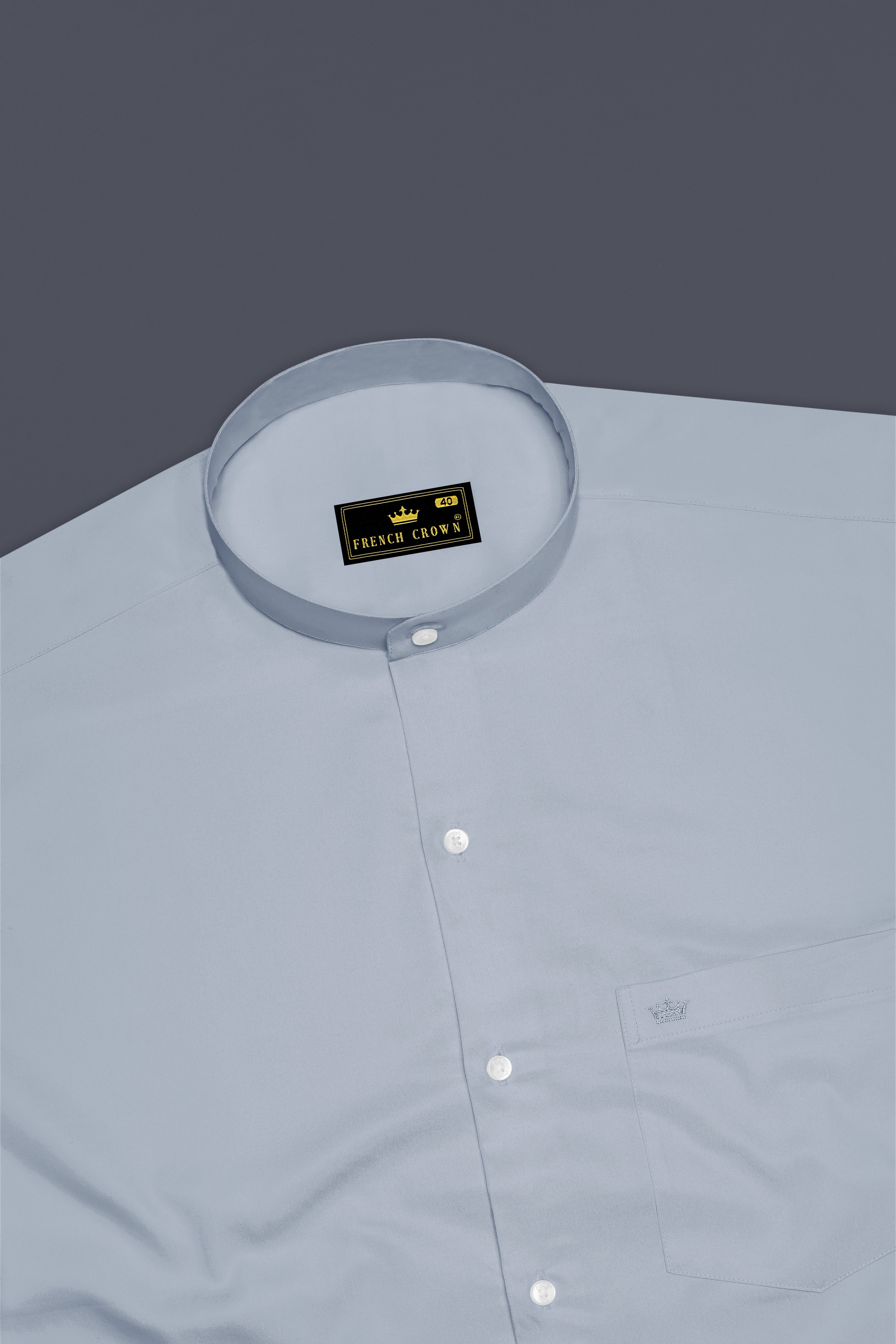 Aurecad-Cadet Gray Subtle Sheen Super Soft Premium Cotton Mandarin Dress Shirt
