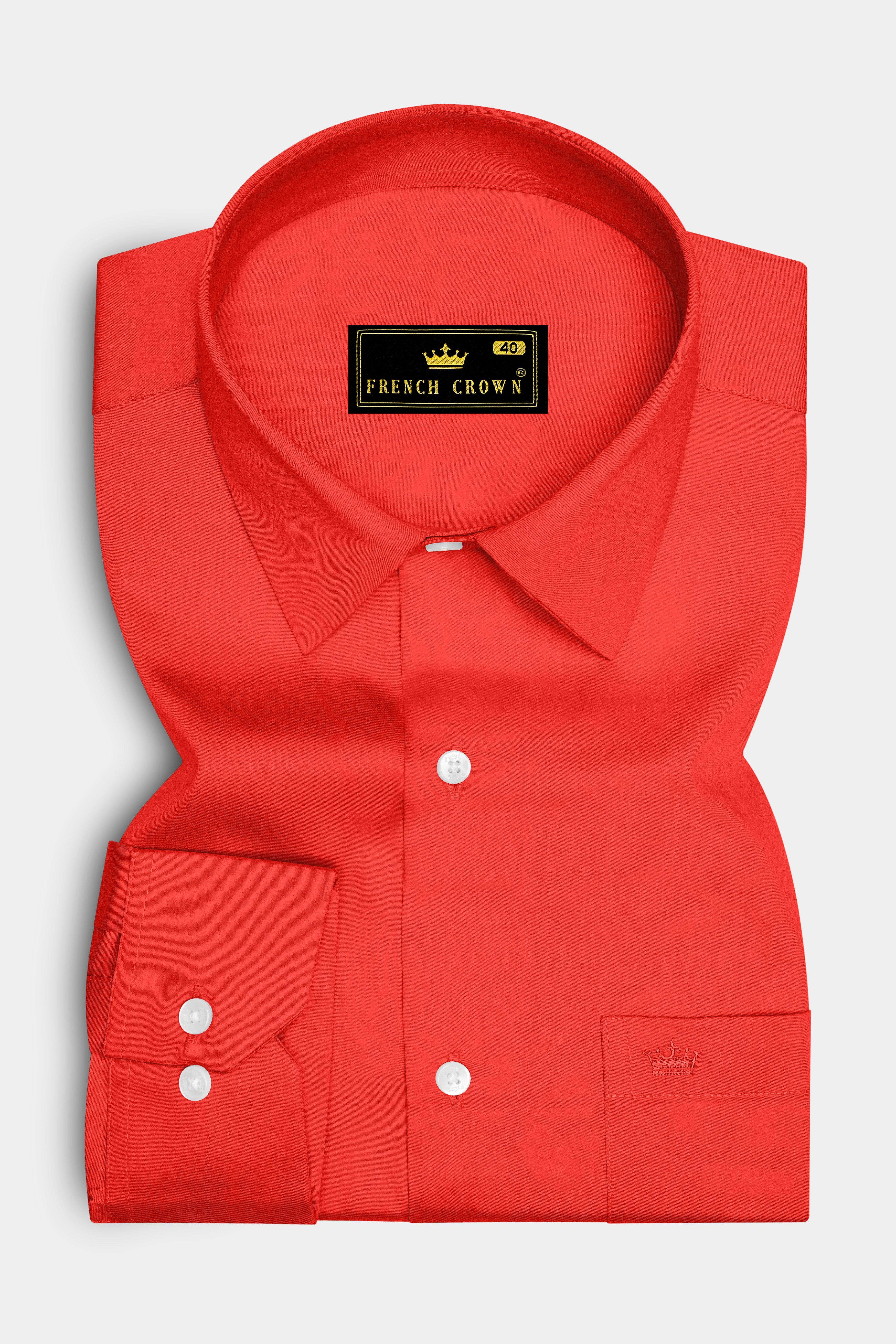 Mandoro-Coral Orange Subtle Sheen Super Soft Premium Cotton Dress Shirt