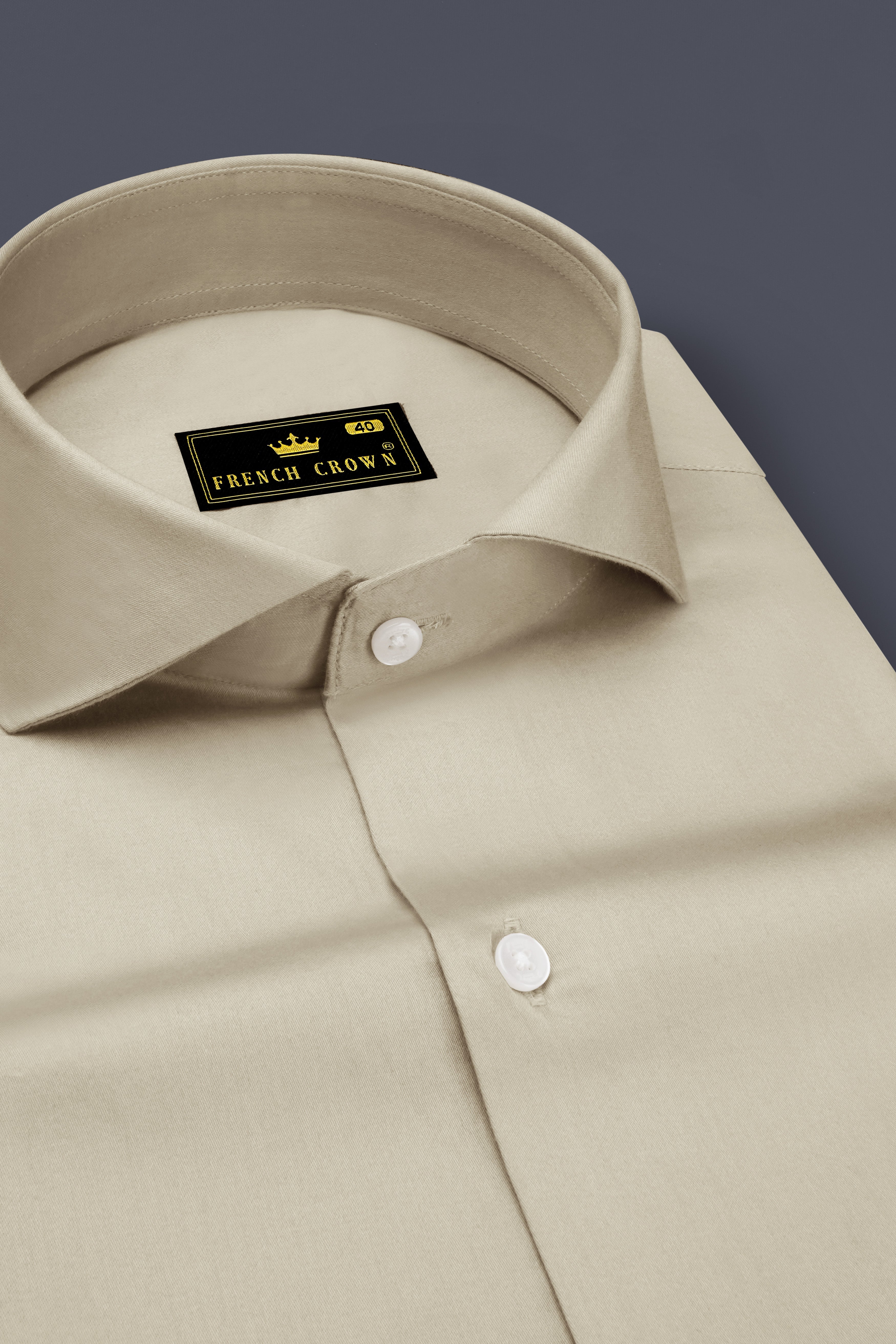 Ivoro-Malta Cream Subtle Sheen Super Soft Premium Cotton Cut Away Collar Dress Shirt