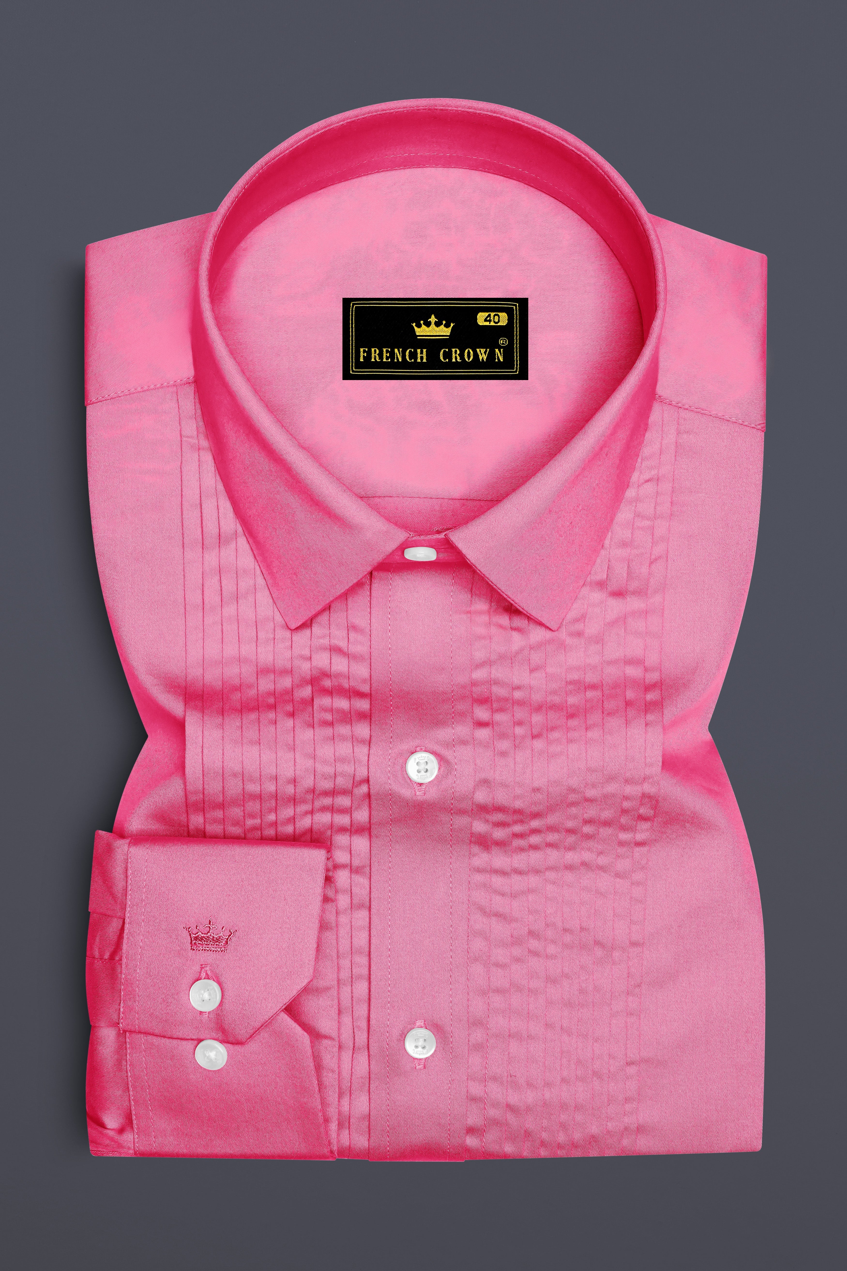 Blushoro-Thulian Pink Subtle Sheen Super Soft Premium Cotton Tuxedo Dress Shirt