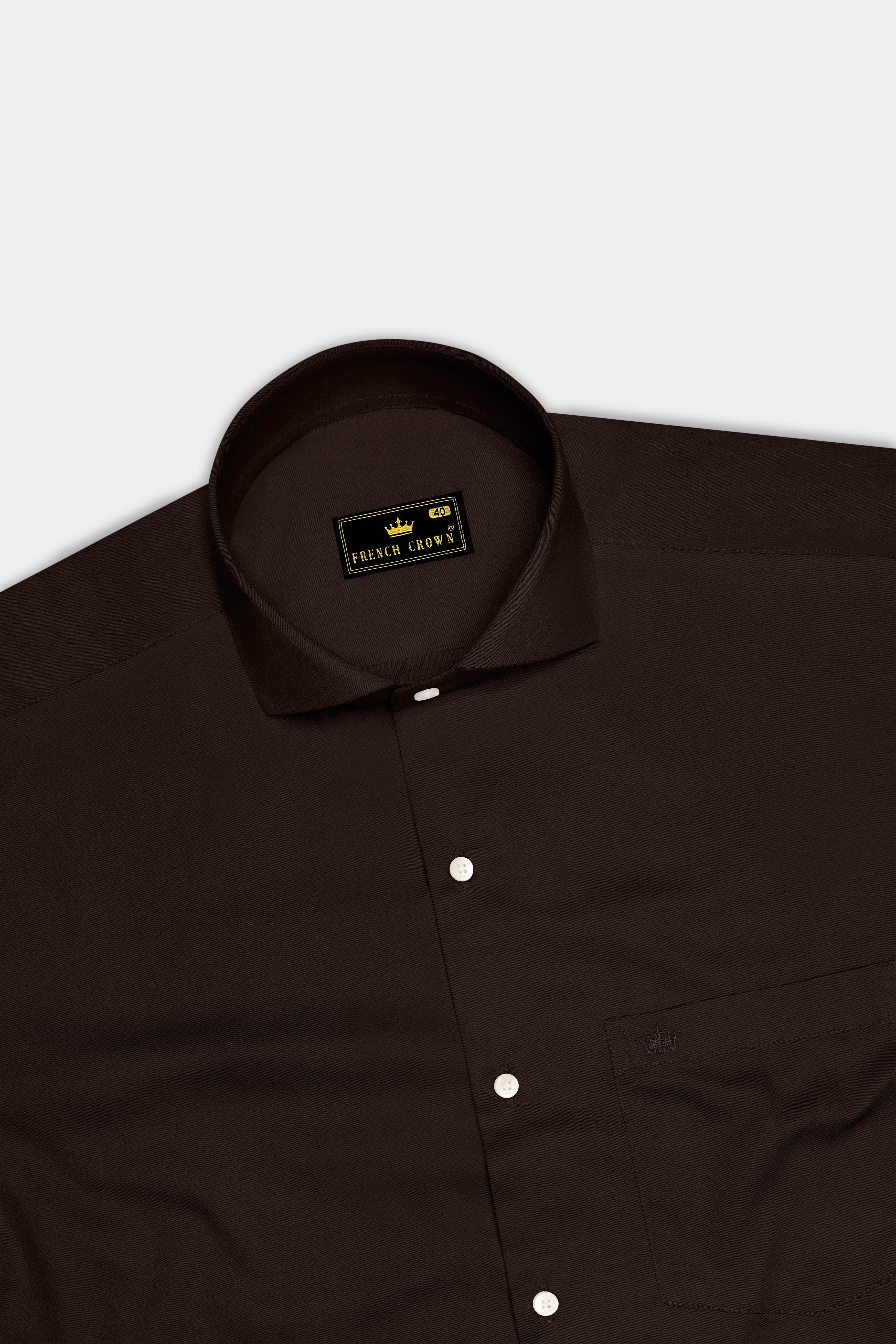 Umbero-Eternity Brown Subtle Sheen Super Soft Premium Cotton Cut Away Collar Dress Shirt