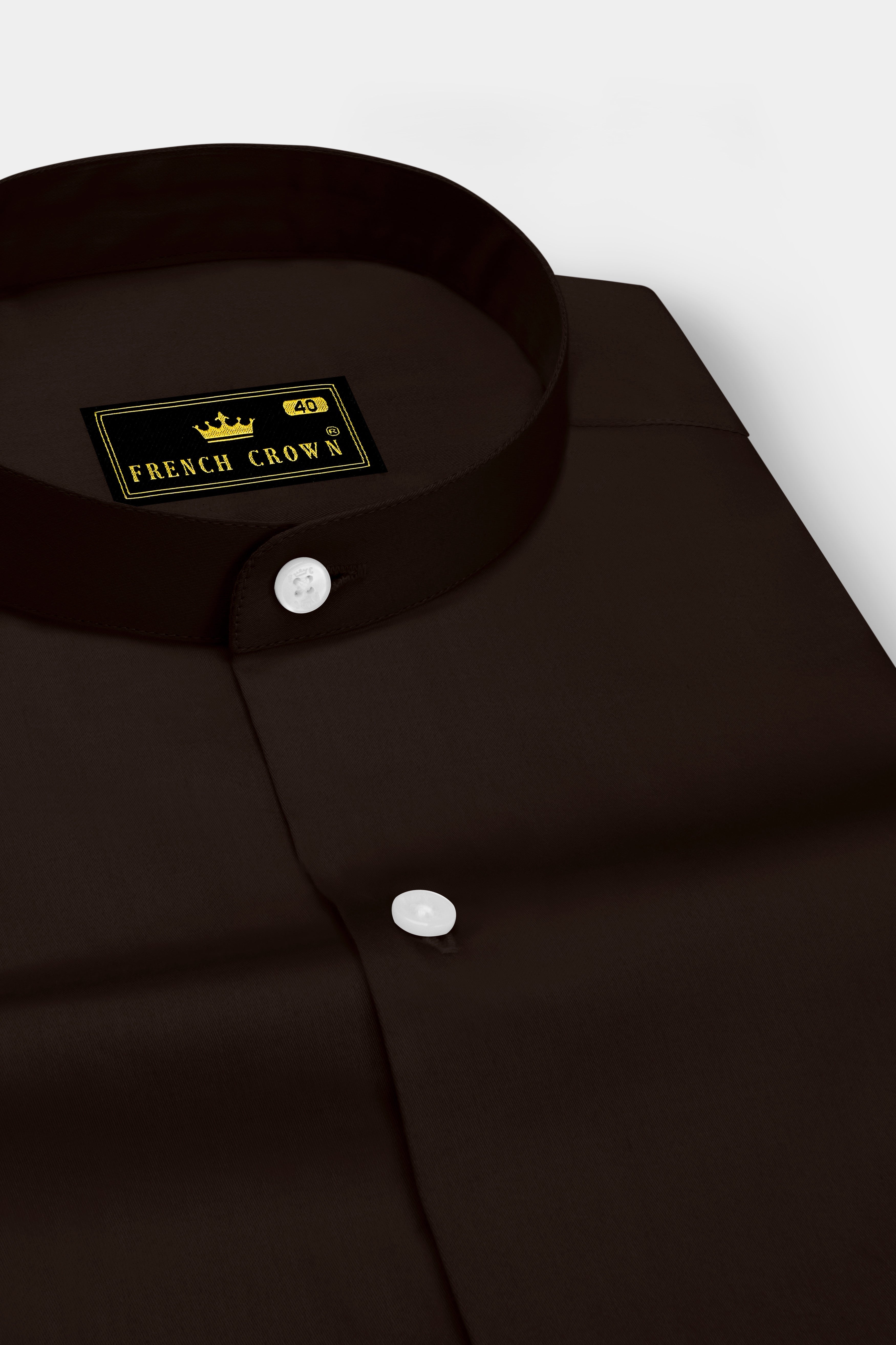 Umbero-Eternity Brown Subtle Sheen Super Soft Premium Cotton Mandarin Dress Shirt